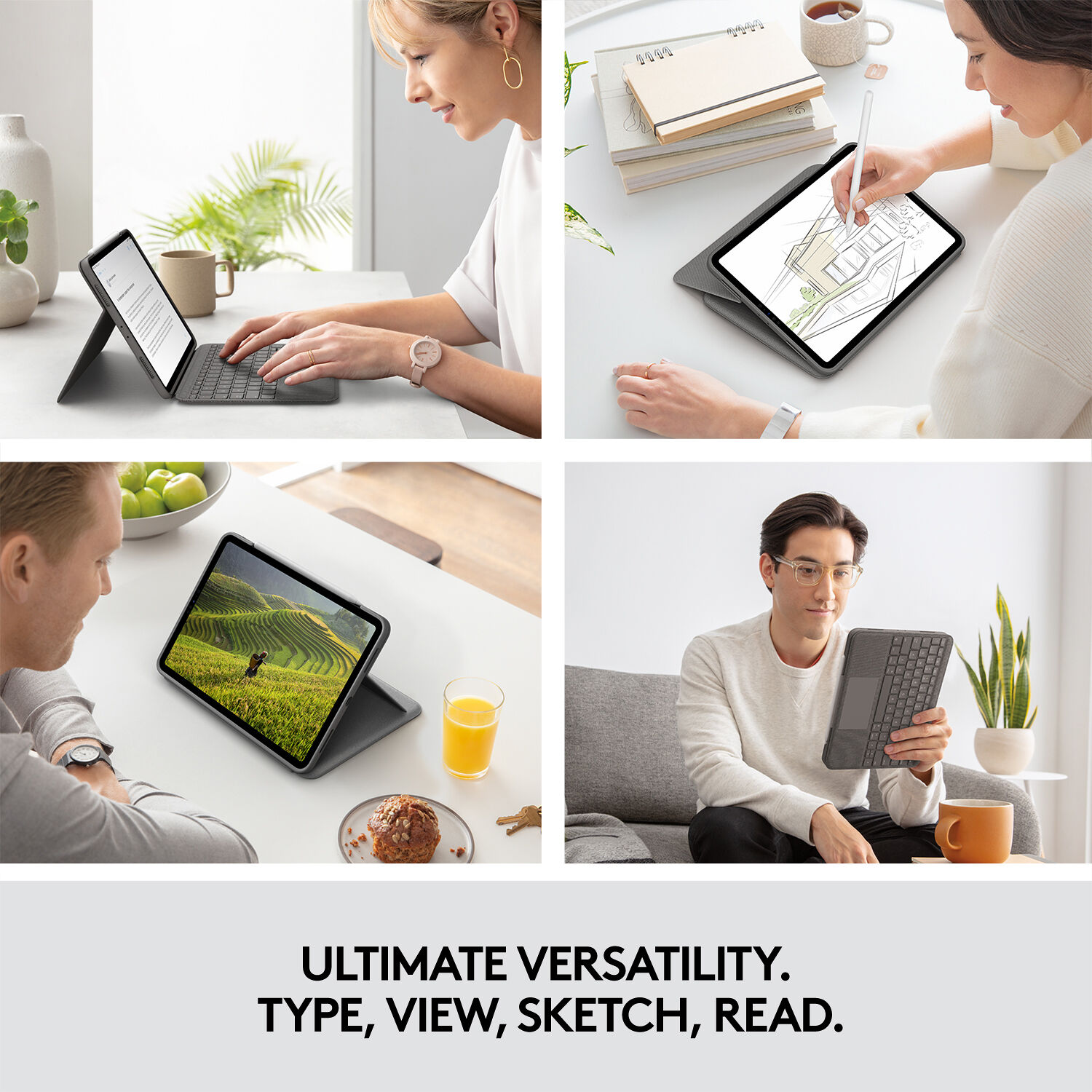 Logitech Folio Touch keyboard folio case for iPad Air 4th and 5th generation in Oxford Grey — view 5