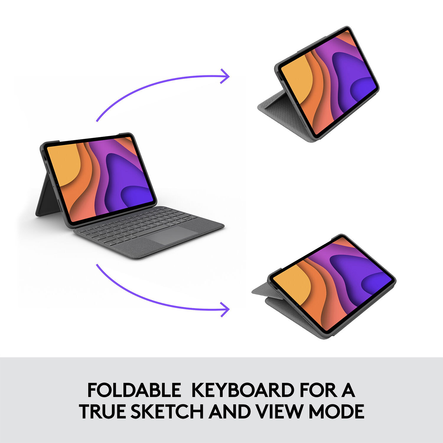 Logitech Folio Touch keyboard folio case for iPad Air 4th and 5th generation in Oxford Grey — view 7