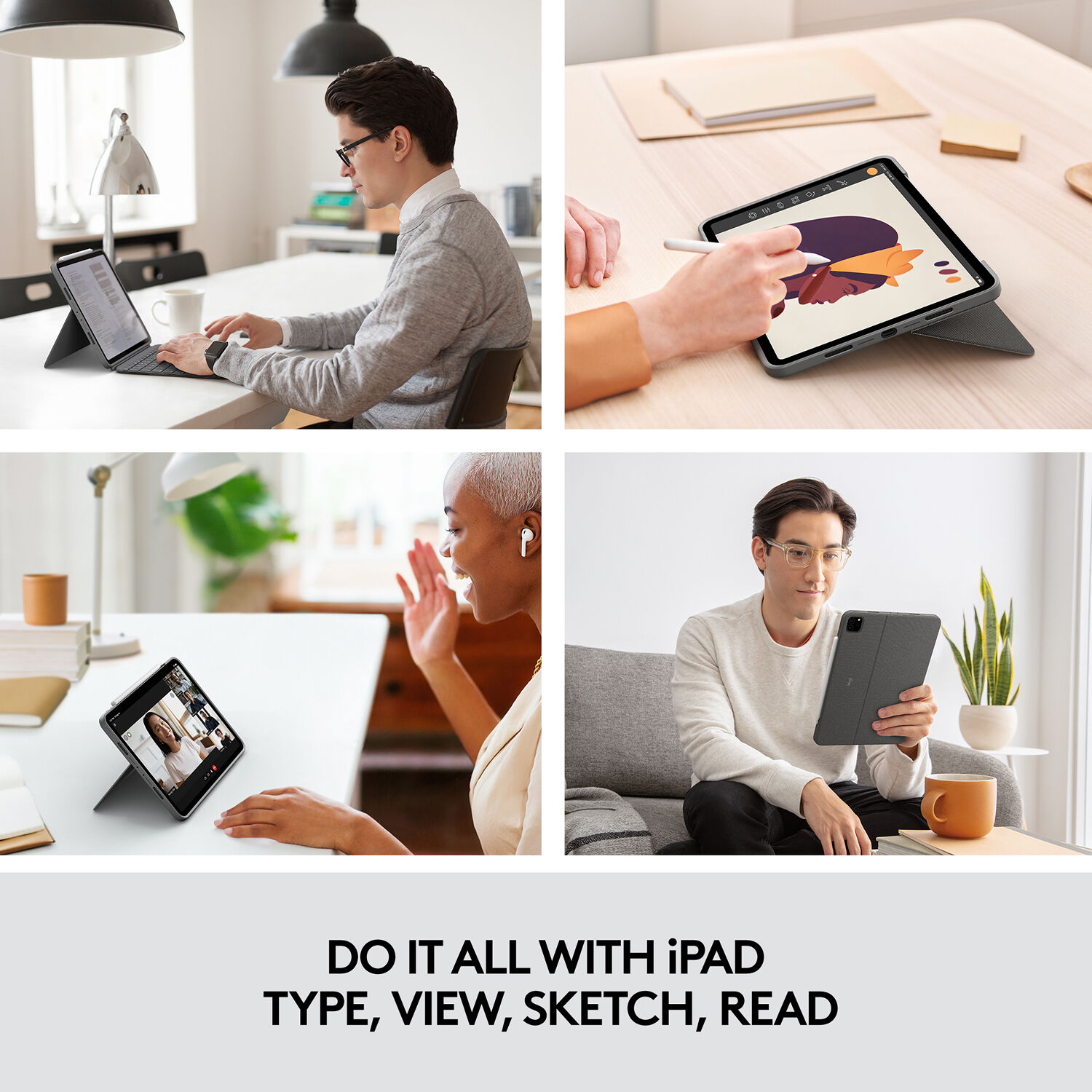 Logitech Combo Touch keyboard case for iPad Pro 11-inch 1st through 4th generation in Oxford Grey — view 2