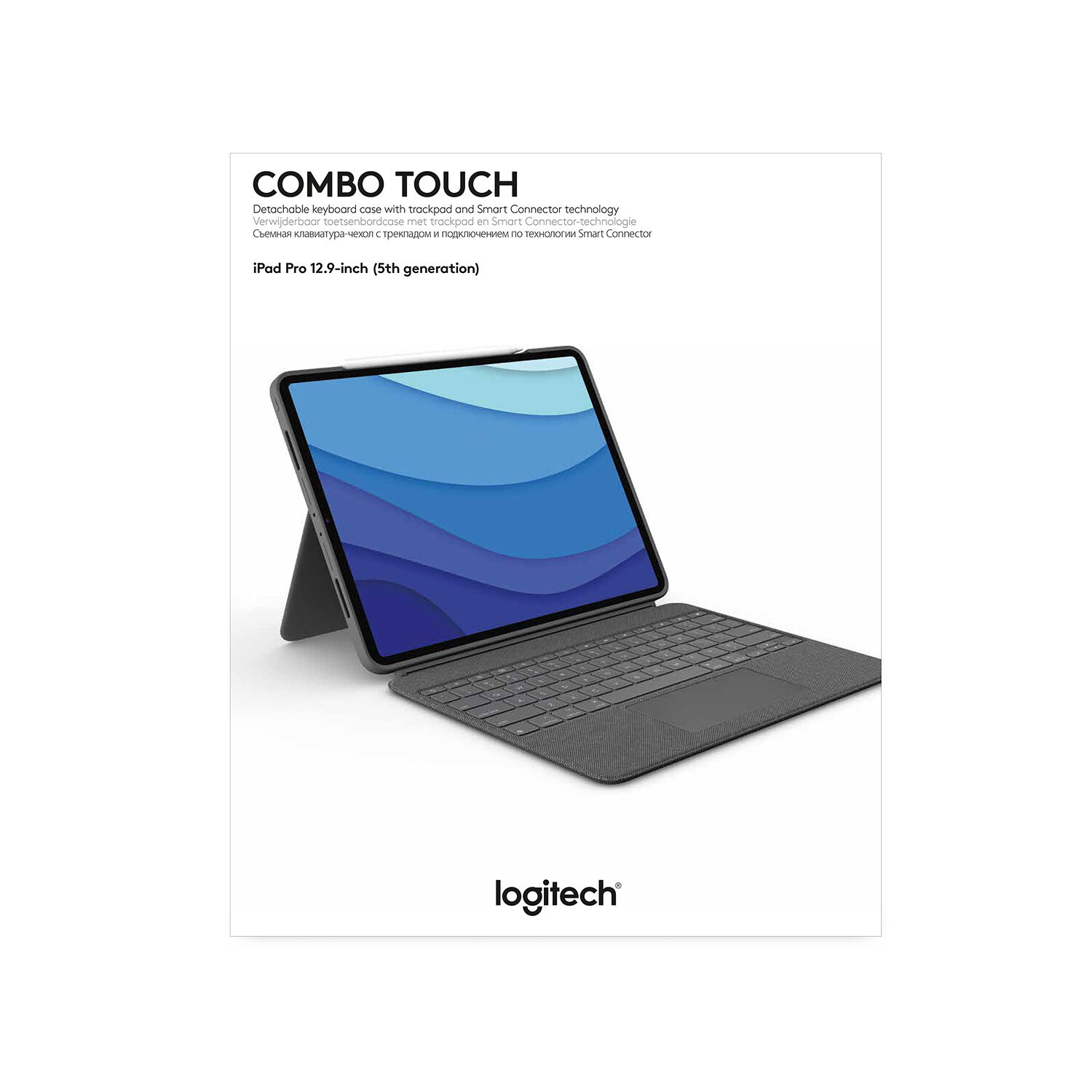 Logitech Combo Touch keyboard case for iPad Pro 12.9-inch 5th generation in Oxford Gray with trackpad and backlit keys — view 11