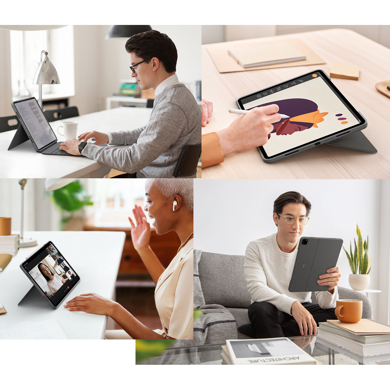 Logitech Combo Touch keyboard case for iPad Pro 12.9-inch 5th generation in Oxford Gray with trackpad and backlit keys — view 12