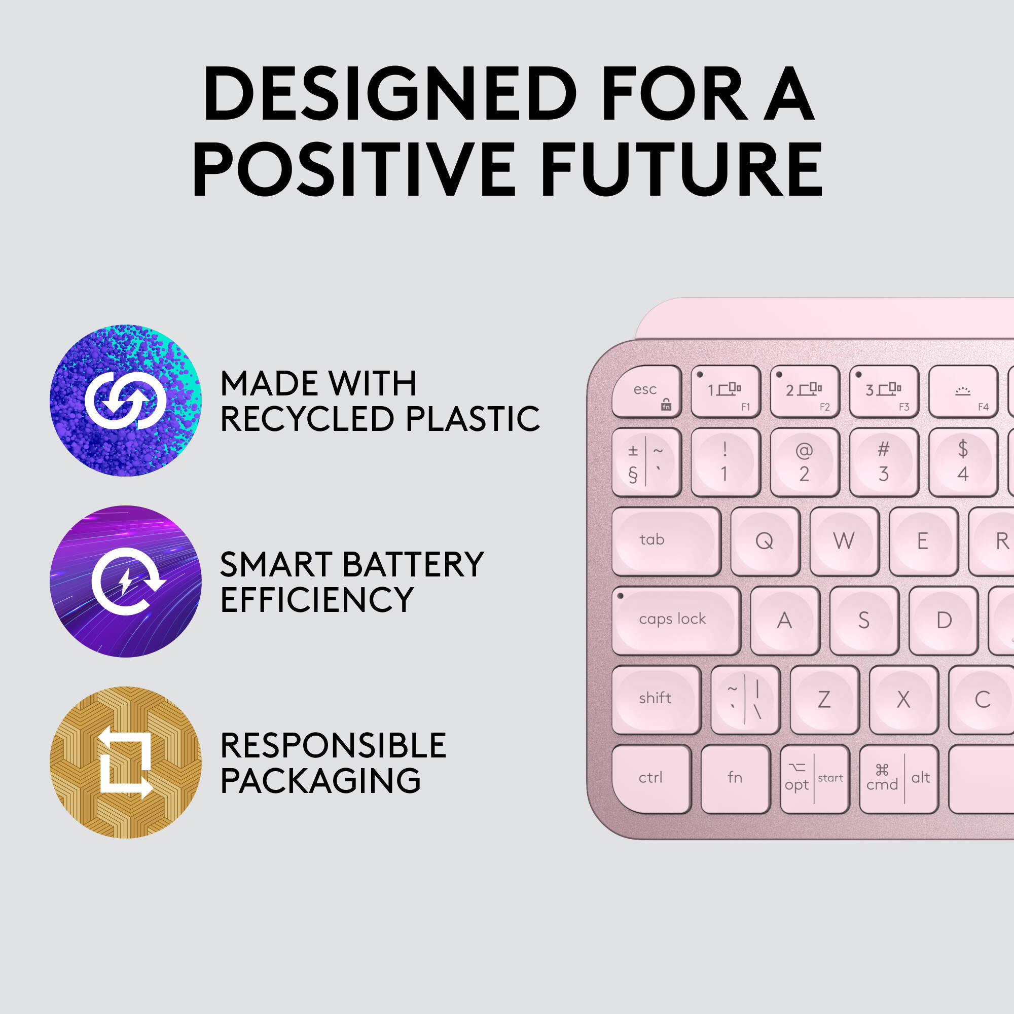Logitech MX Keys Mini wireless compact keyboard in Rose — view 5