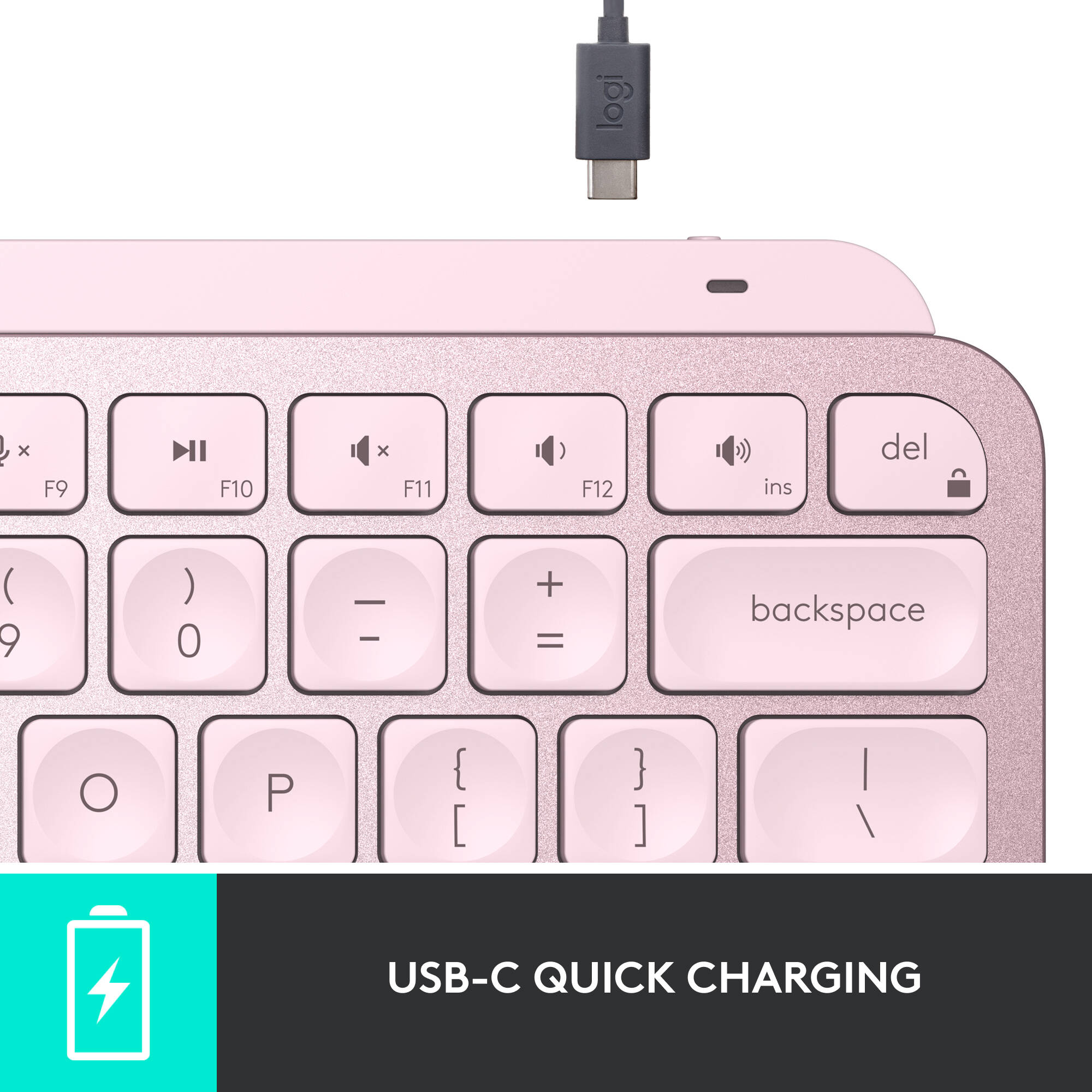 Logitech MX Keys Mini wireless compact keyboard in Rose — view 9