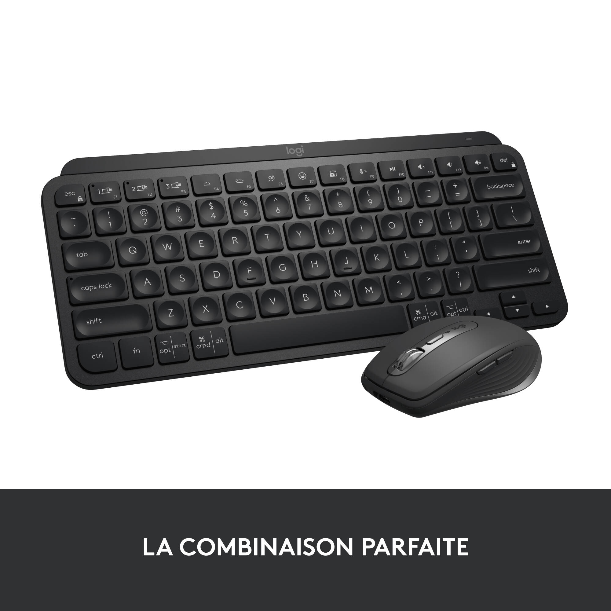 Logitech MX Keys Mini black compact wireless keyboard with backlit keys — view 12