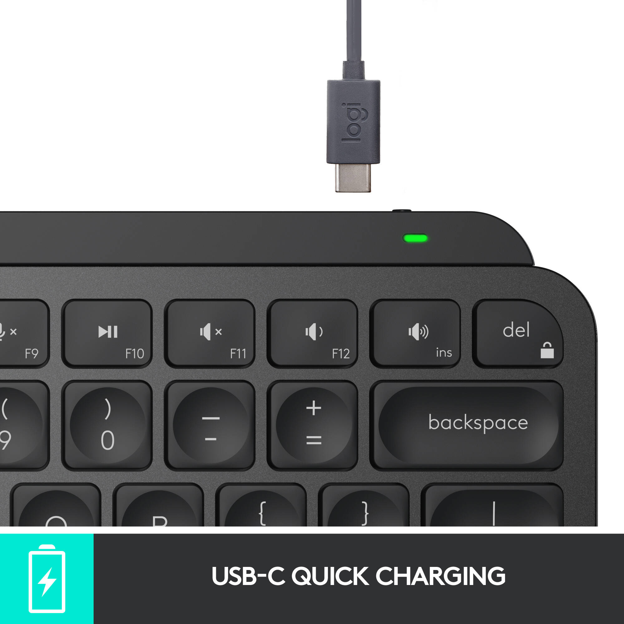 Logitech MX Keys Mini black compact wireless keyboard with backlit keys — view 9