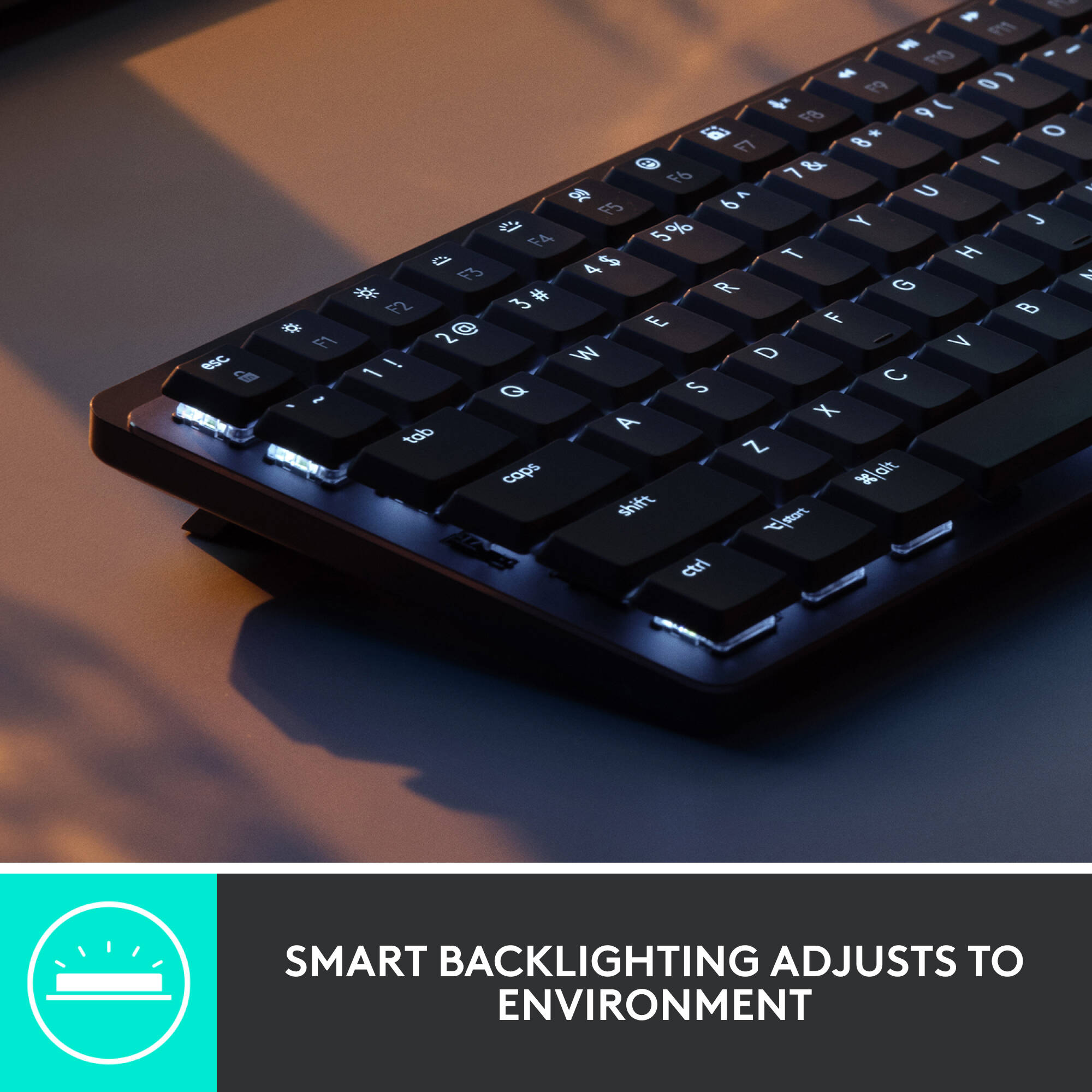 Logitech MX Mechanical Mini illuminated wireless keyboard with compact layout — view 5