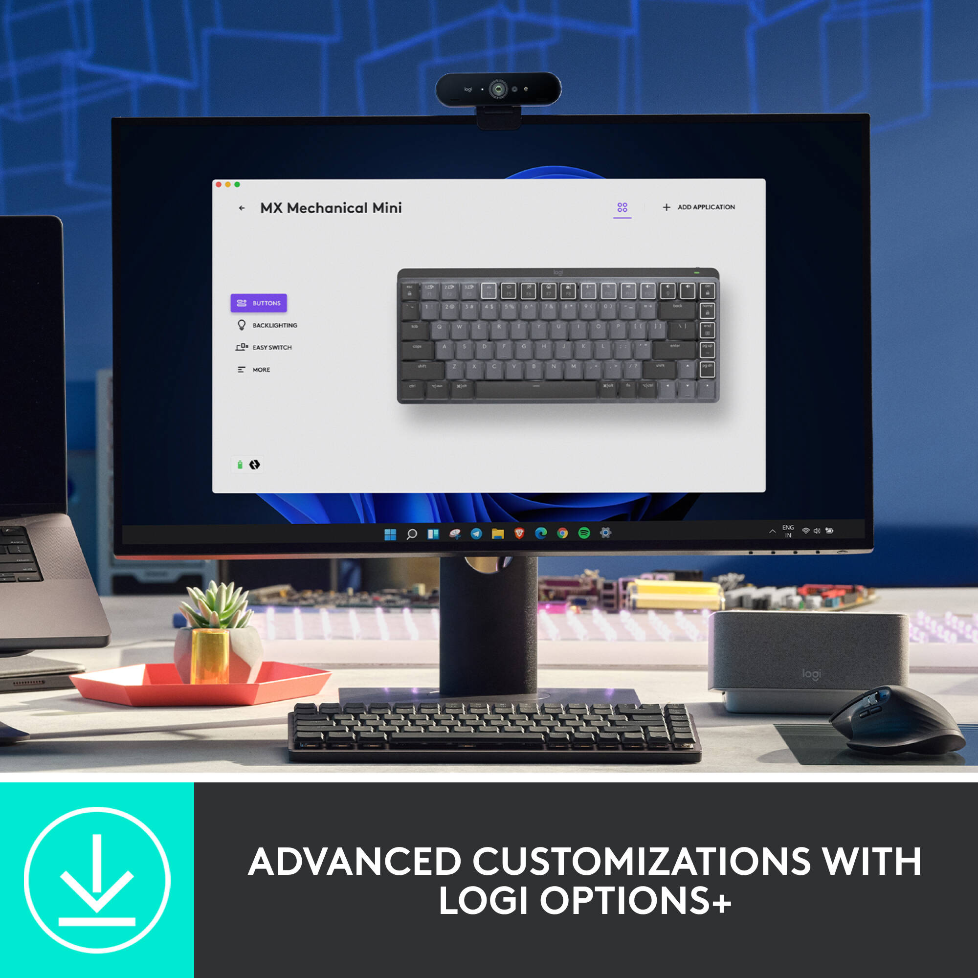 Logitech MX Mechanical Mini illuminated wireless keyboard with compact layout — view 8