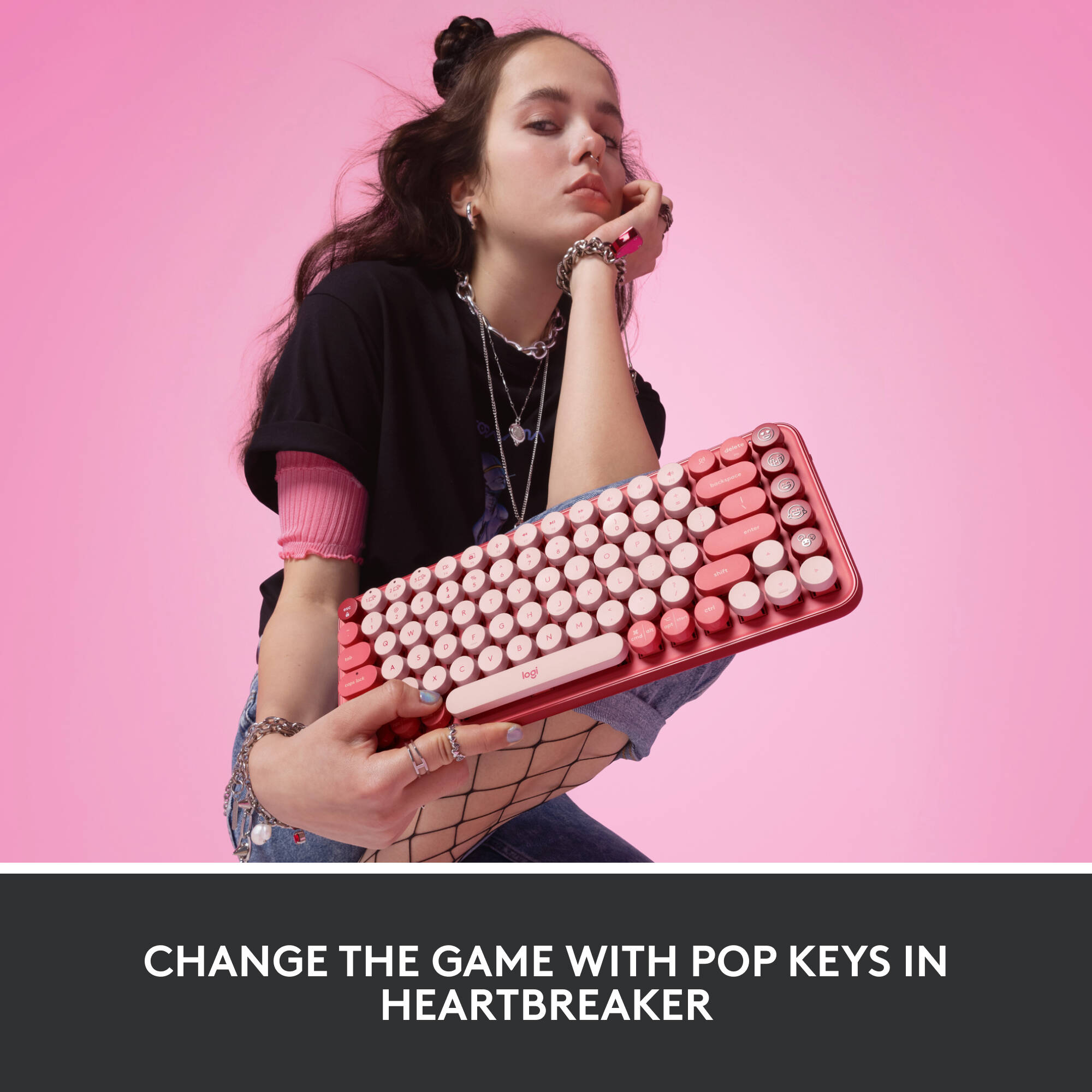 Logitech POP Keys wireless mechanical keyboard with emoji keys and compact layout — view 2