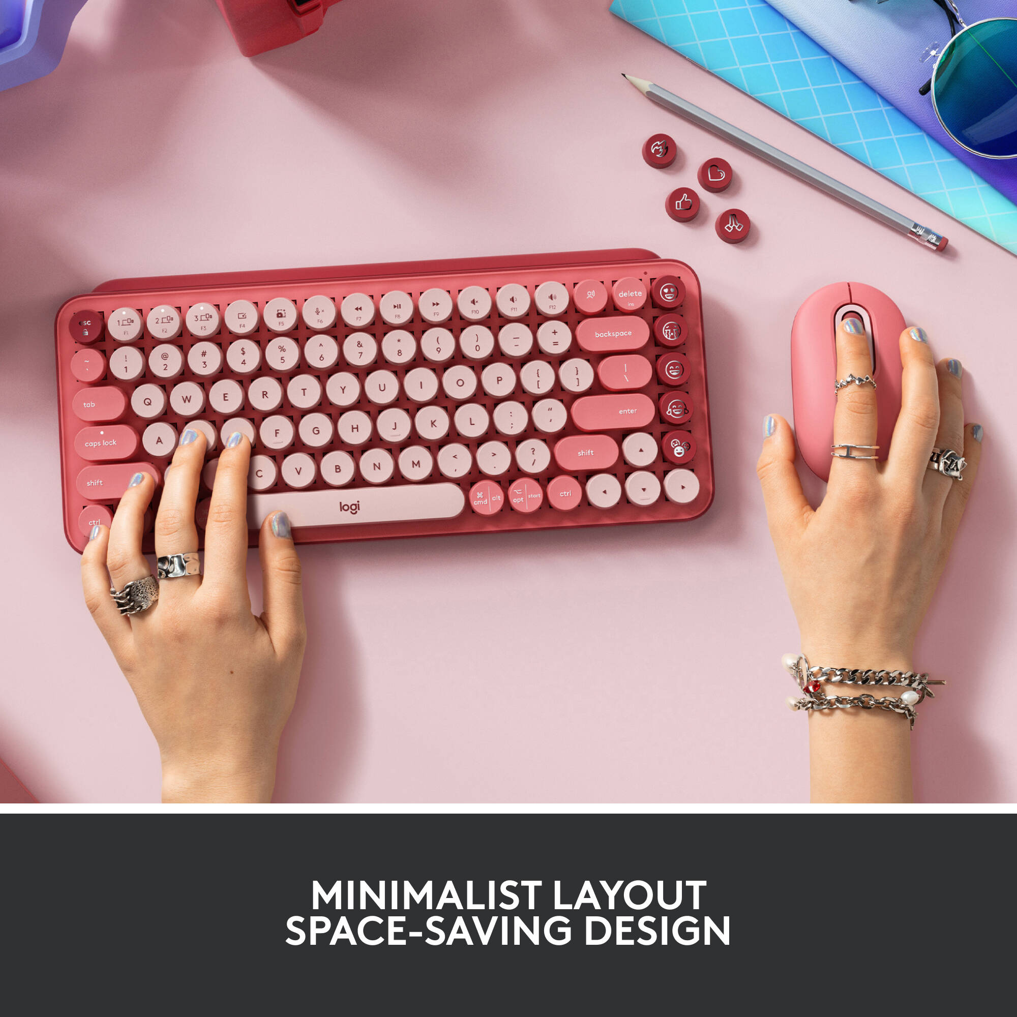Logitech POP Keys wireless mechanical keyboard with emoji keys and compact layout — view 7