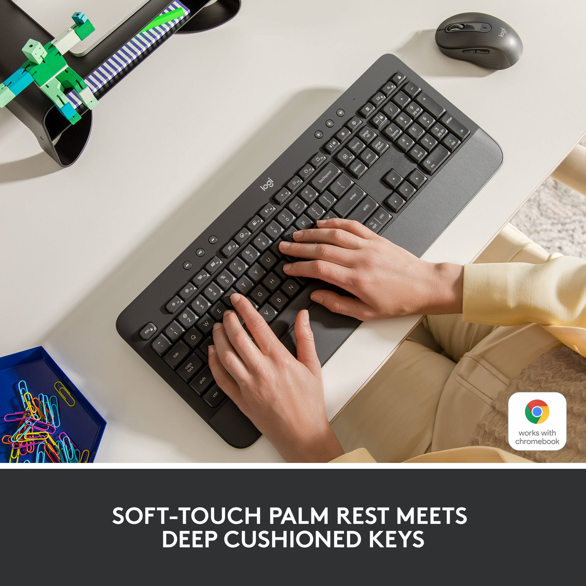 Logitech K650 Signature Wireless Keyboard in graphite with full-size layout and Bolt receiver — view 2