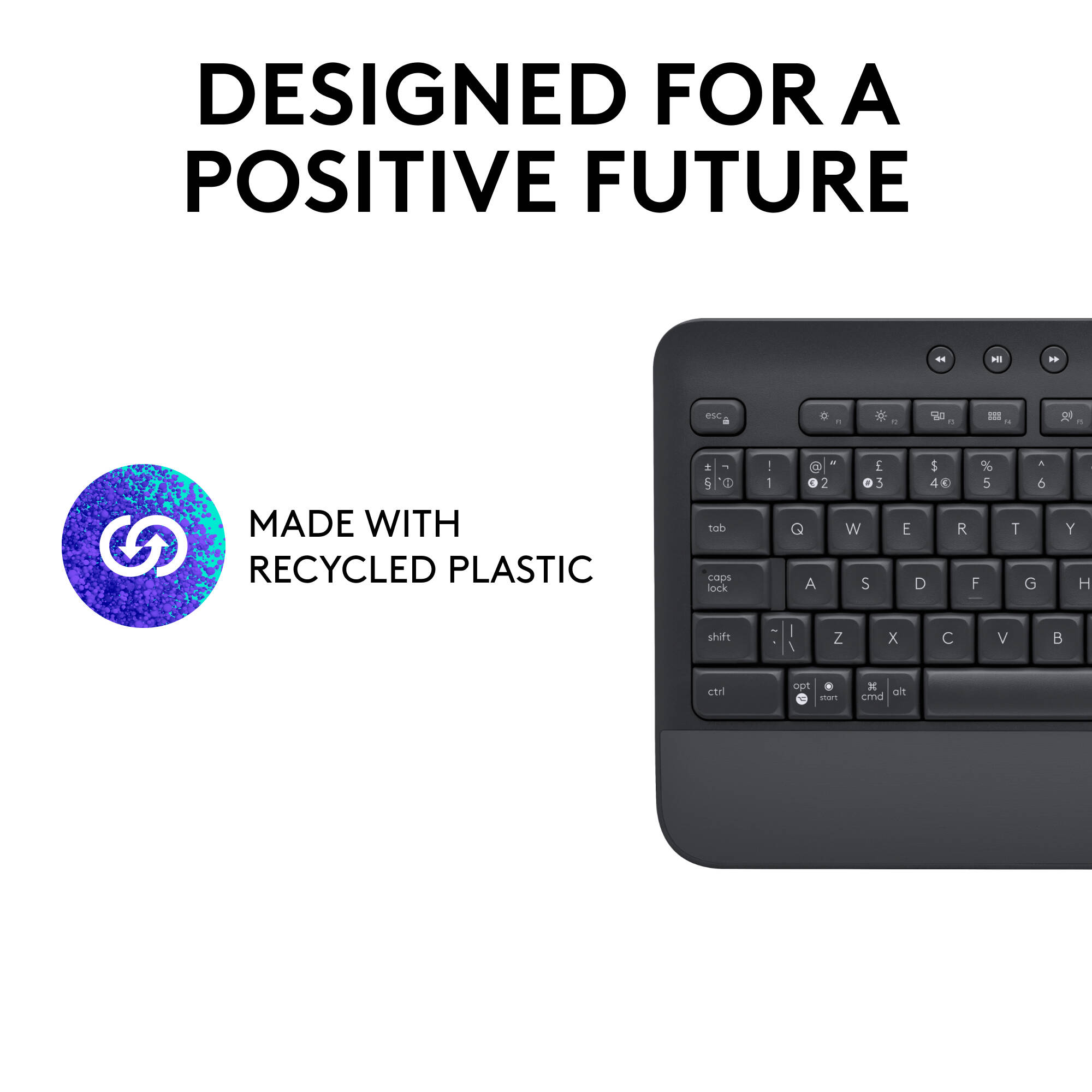 Logitech K650 Signature Wireless Keyboard in graphite with full-size layout and Bolt receiver — view 5