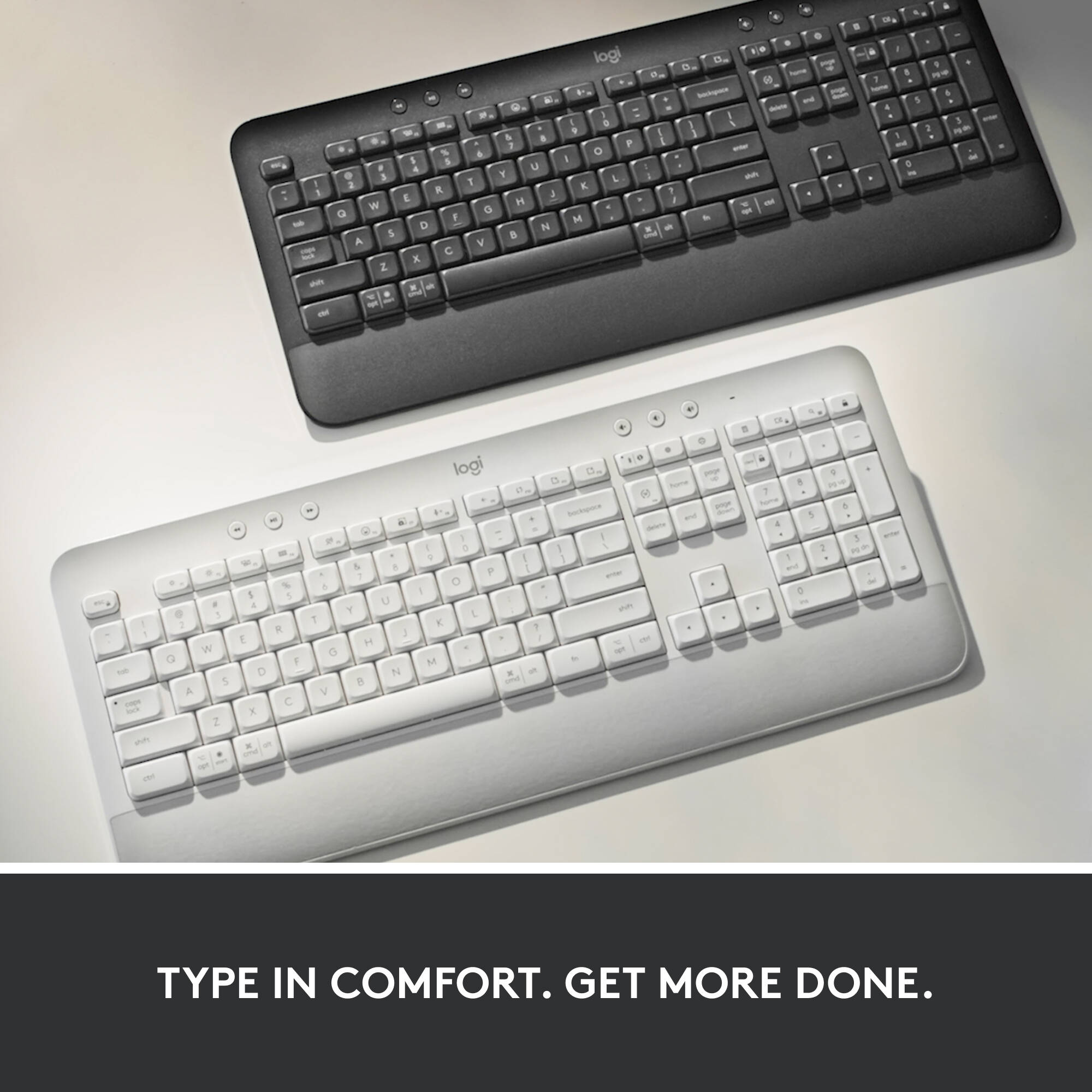 Logitech K650 Signature wireless keyboard in off-white with full-size layout and Bolt Receiver — view 8