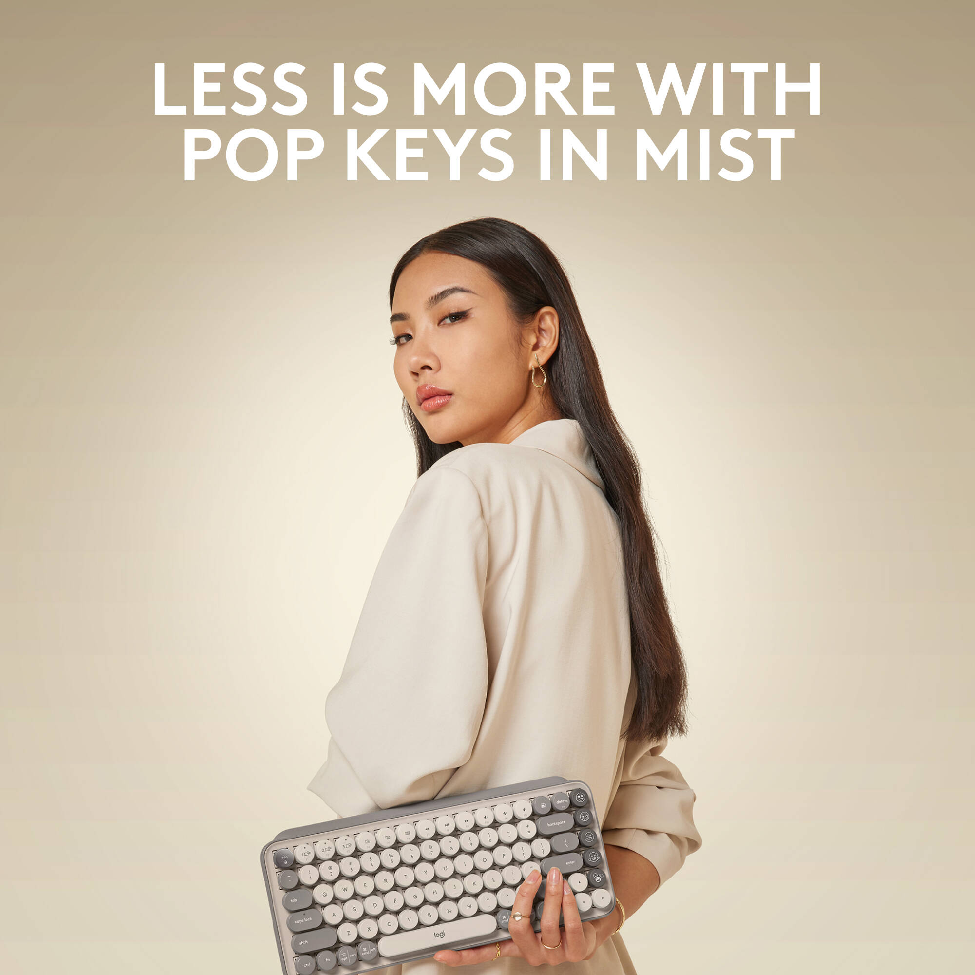 Logitech POP Keys wireless mechanical keyboard in Mist color with compact layout — view 2