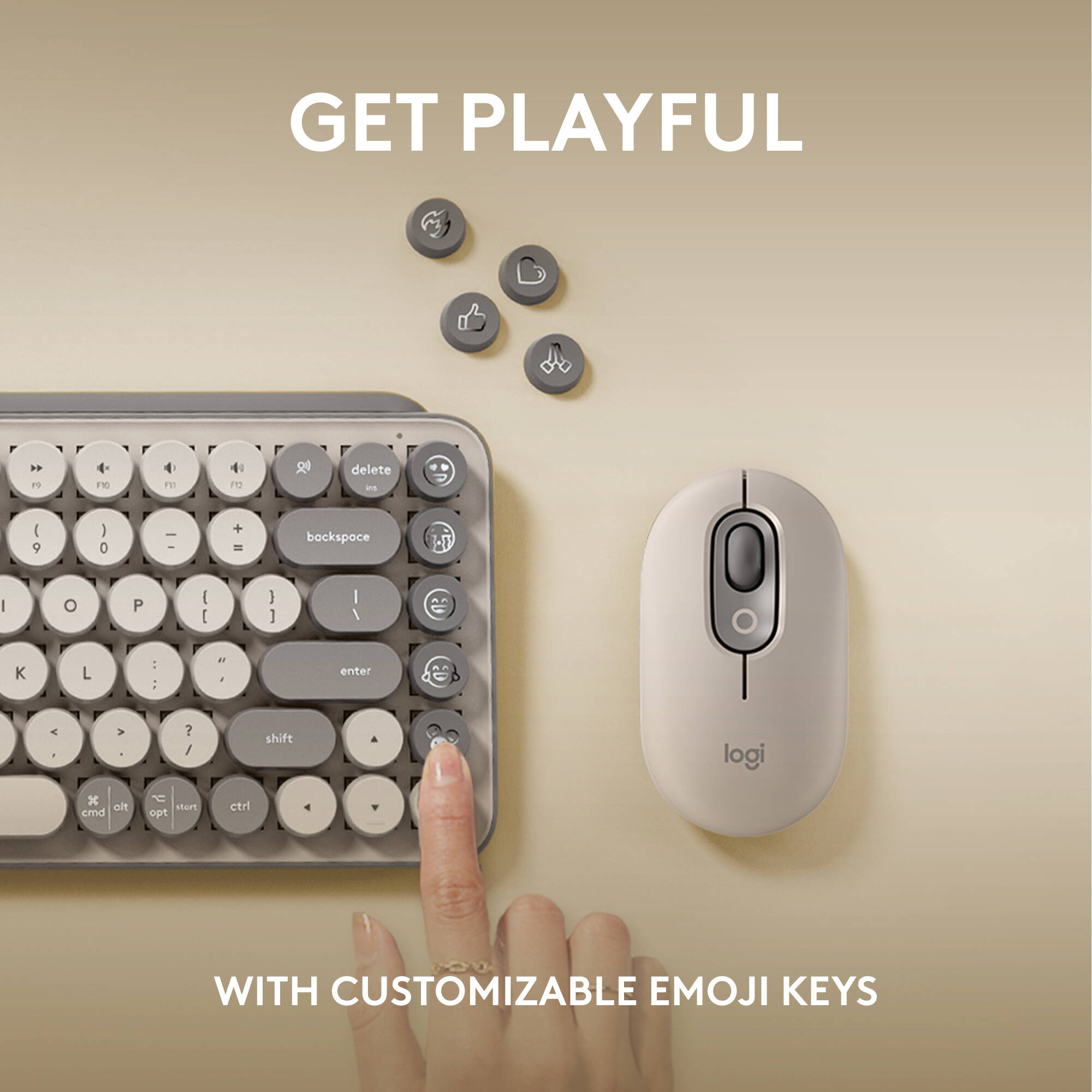 Logitech POP Keys wireless mechanical keyboard in Mist color with compact layout — view 3