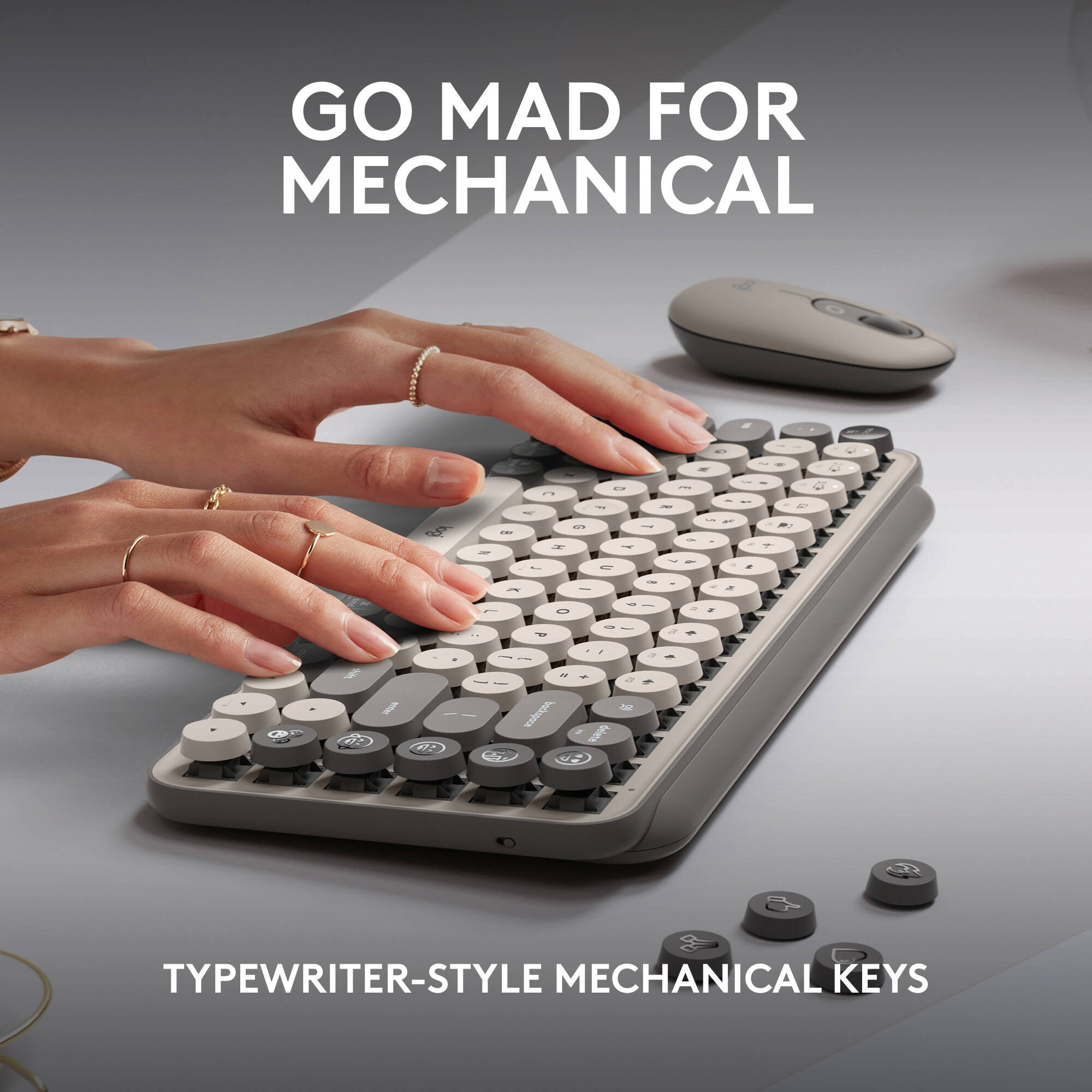 Logitech POP Keys wireless mechanical keyboard in Mist color with compact layout — view 4
