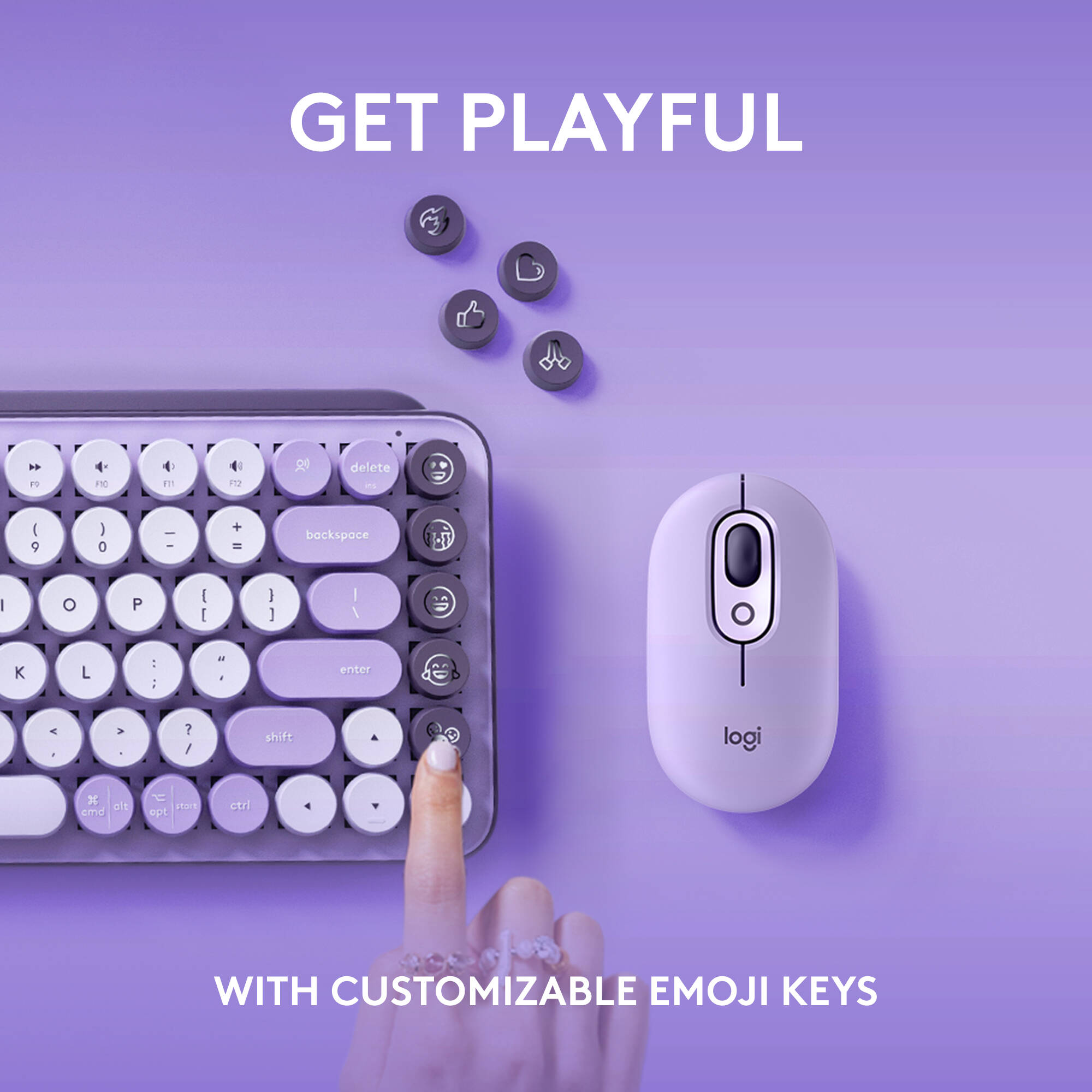 Logitech POP Keys Mechanical Wireless Keyboard in Cosmos with compact wireless design — view 3