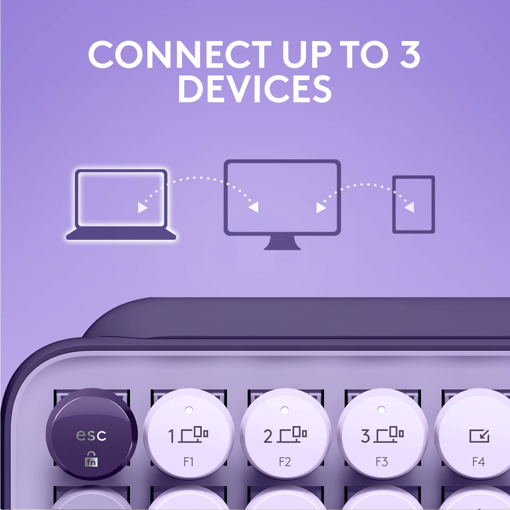 Logitech POP Keys Mechanical Wireless Keyboard in Cosmos with compact wireless design — view 8