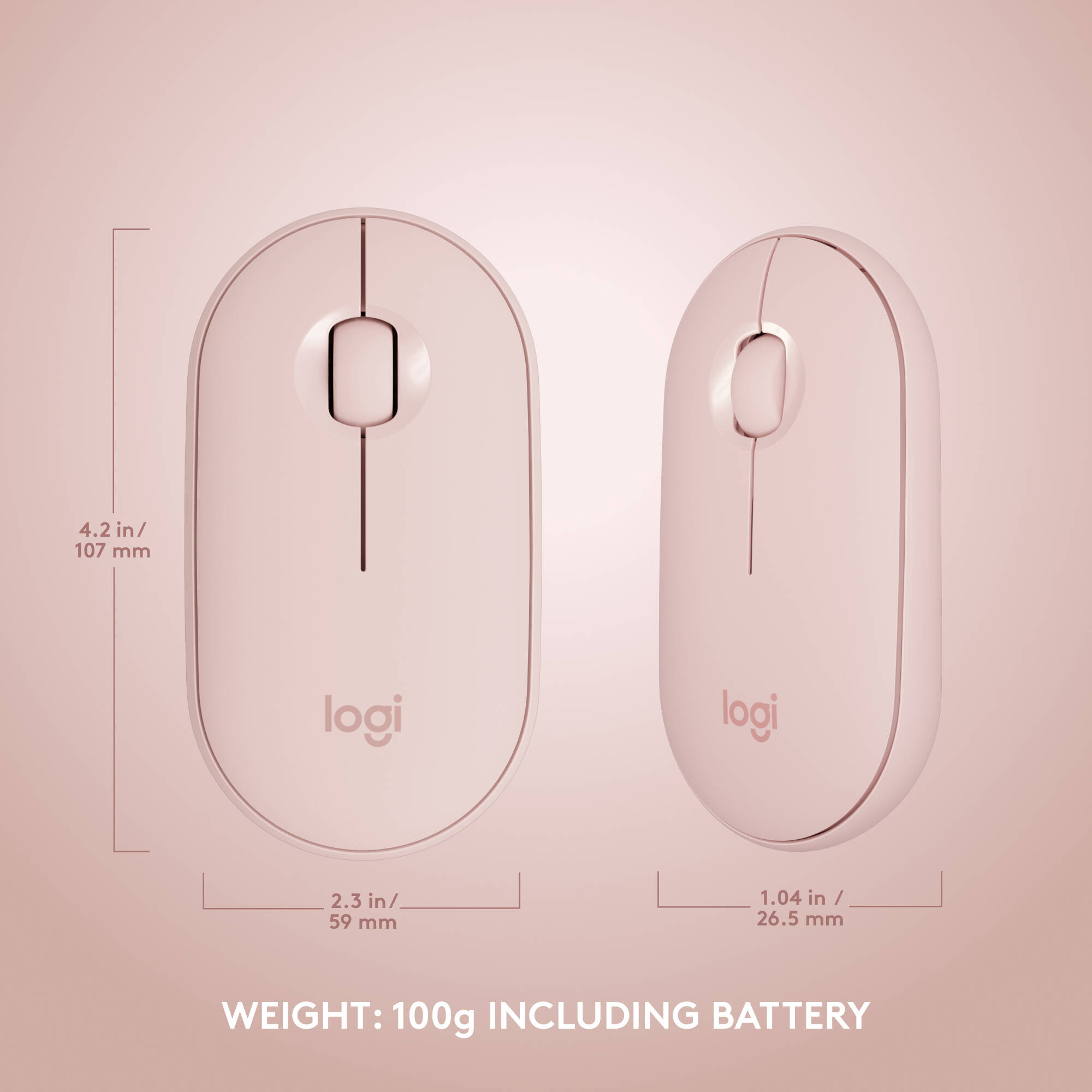 Logitech MK470 slim wireless keyboard and mouse combo in rose finish — view 12