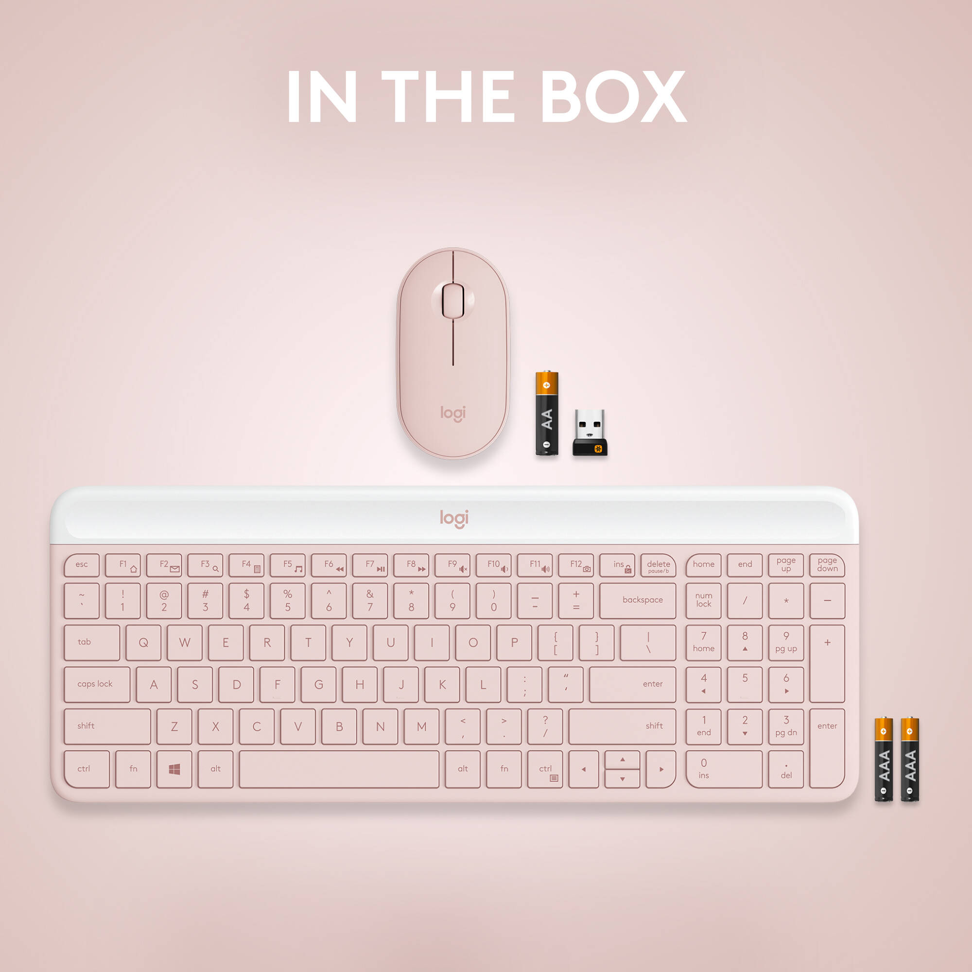 Logitech MK470 slim wireless keyboard and mouse combo in rose finish — view 13