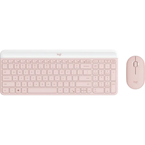 Logitech MK470 slim wireless keyboard and mouse combo in rose finish — view 2