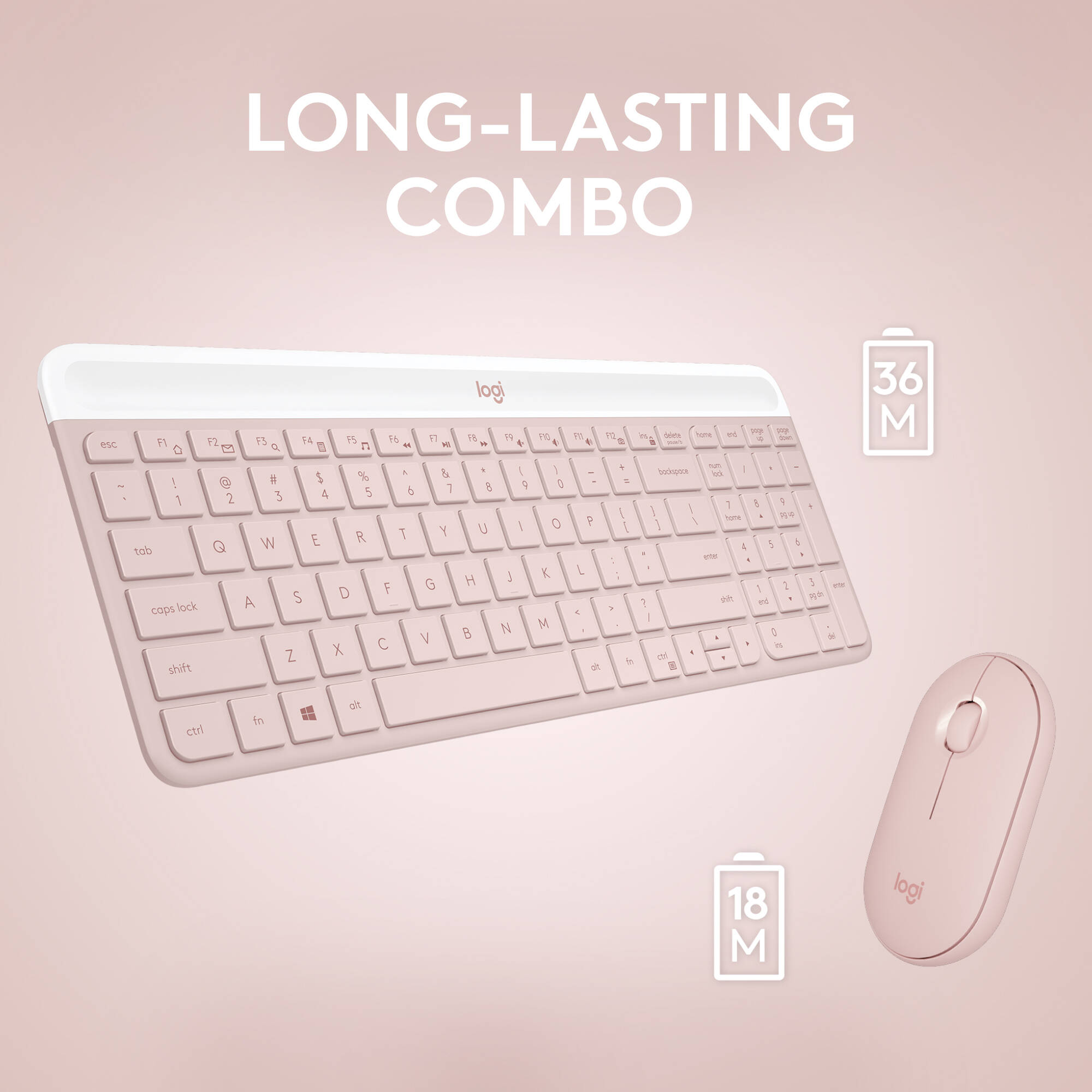 Logitech MK470 slim wireless keyboard and mouse combo in rose finish — view 8