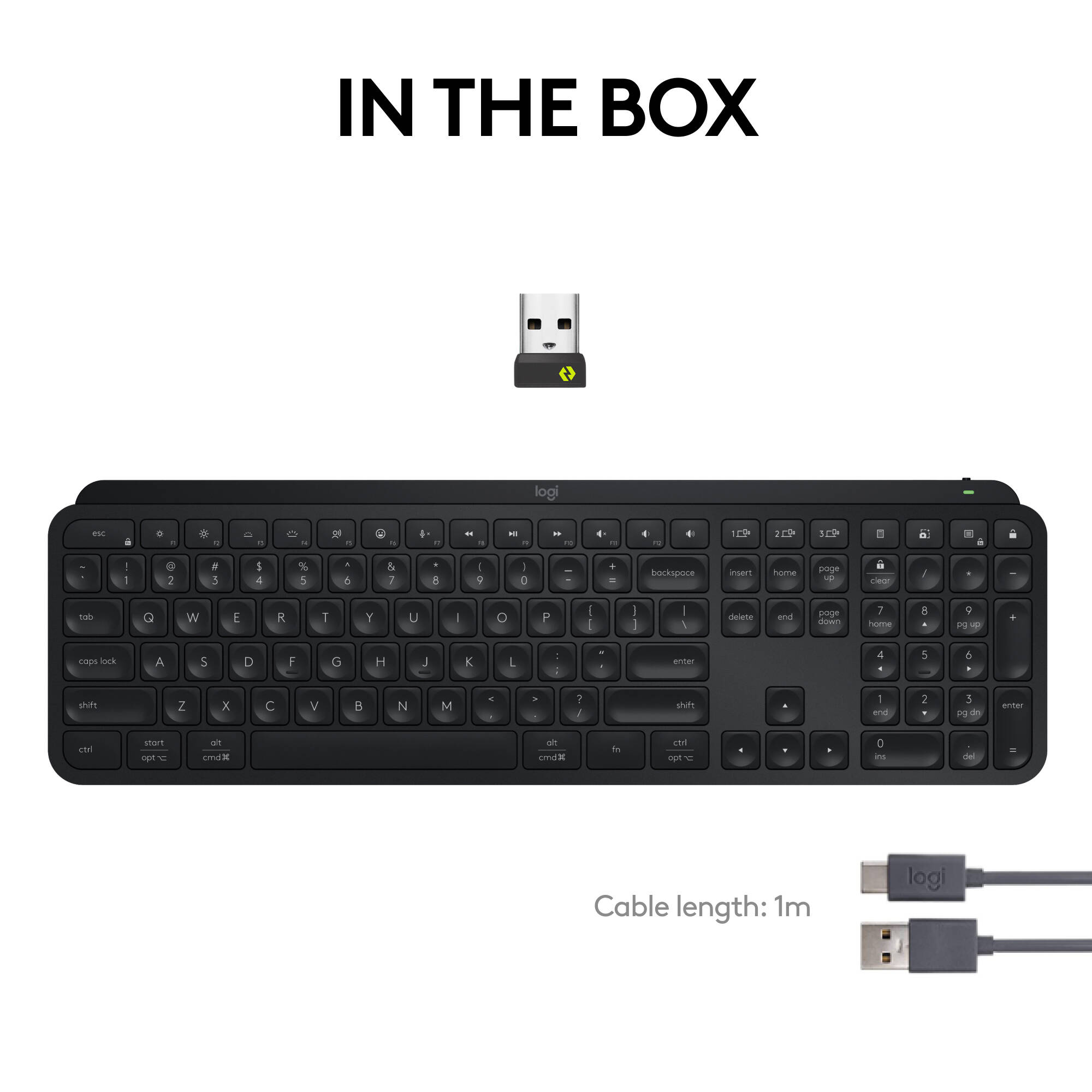Logitech MX KEYS S Black wireless keyboard with backlit keys and low-profile design — view 9