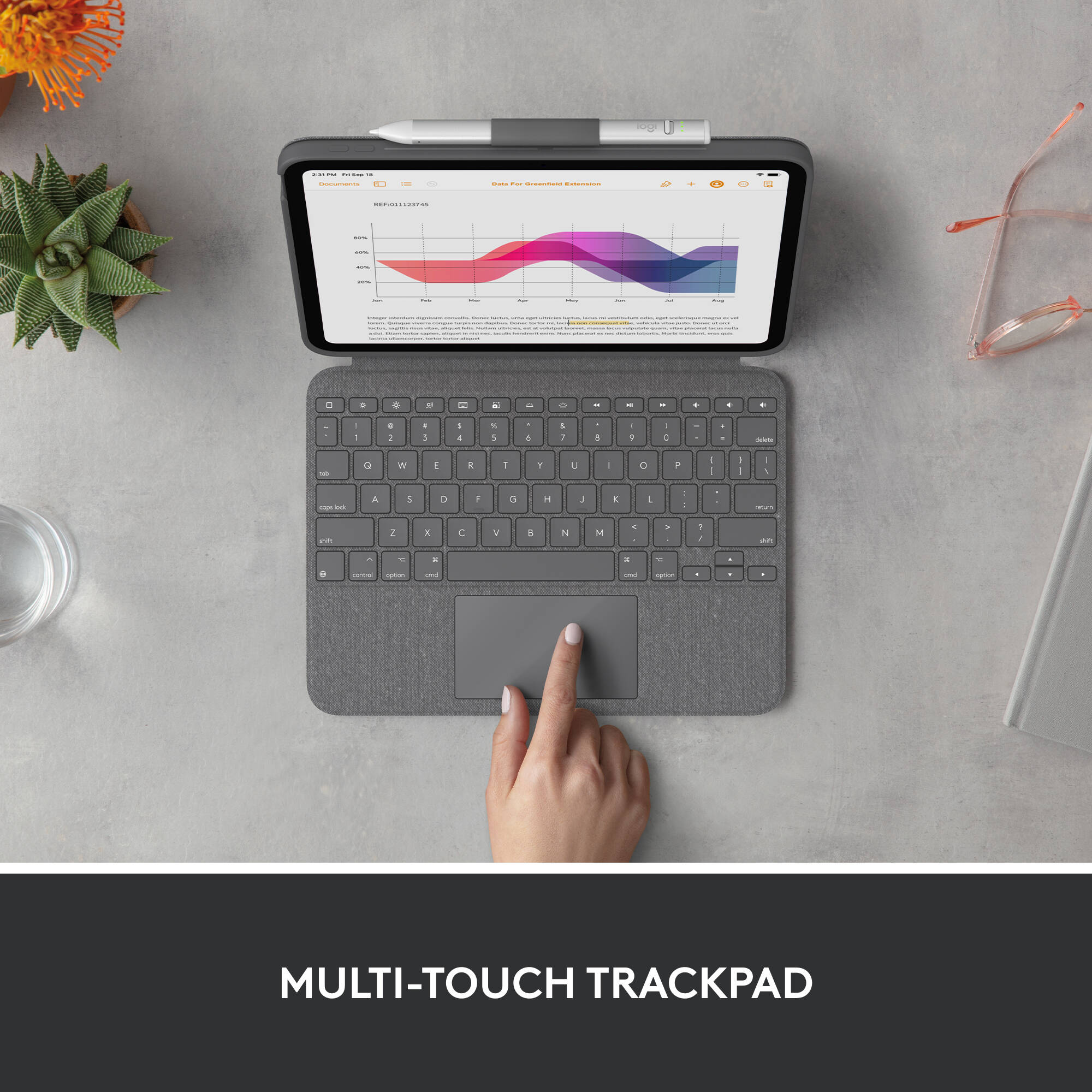 Logitech Combo Touch Keyboard Folio for iPad 10.9-inch in Oxford Grey — view 4