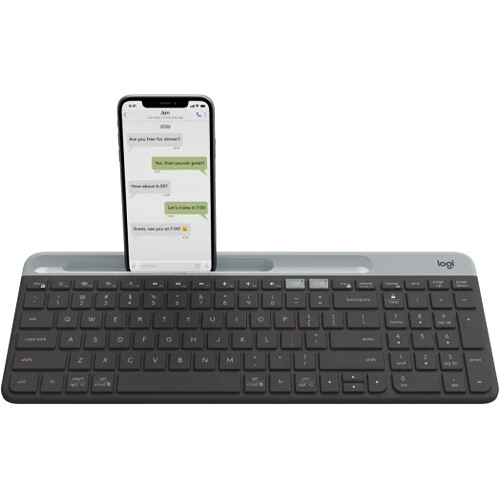 Logitech K585 Slim wireless multi-device keyboard in graphite with compact low-profile design — view 4