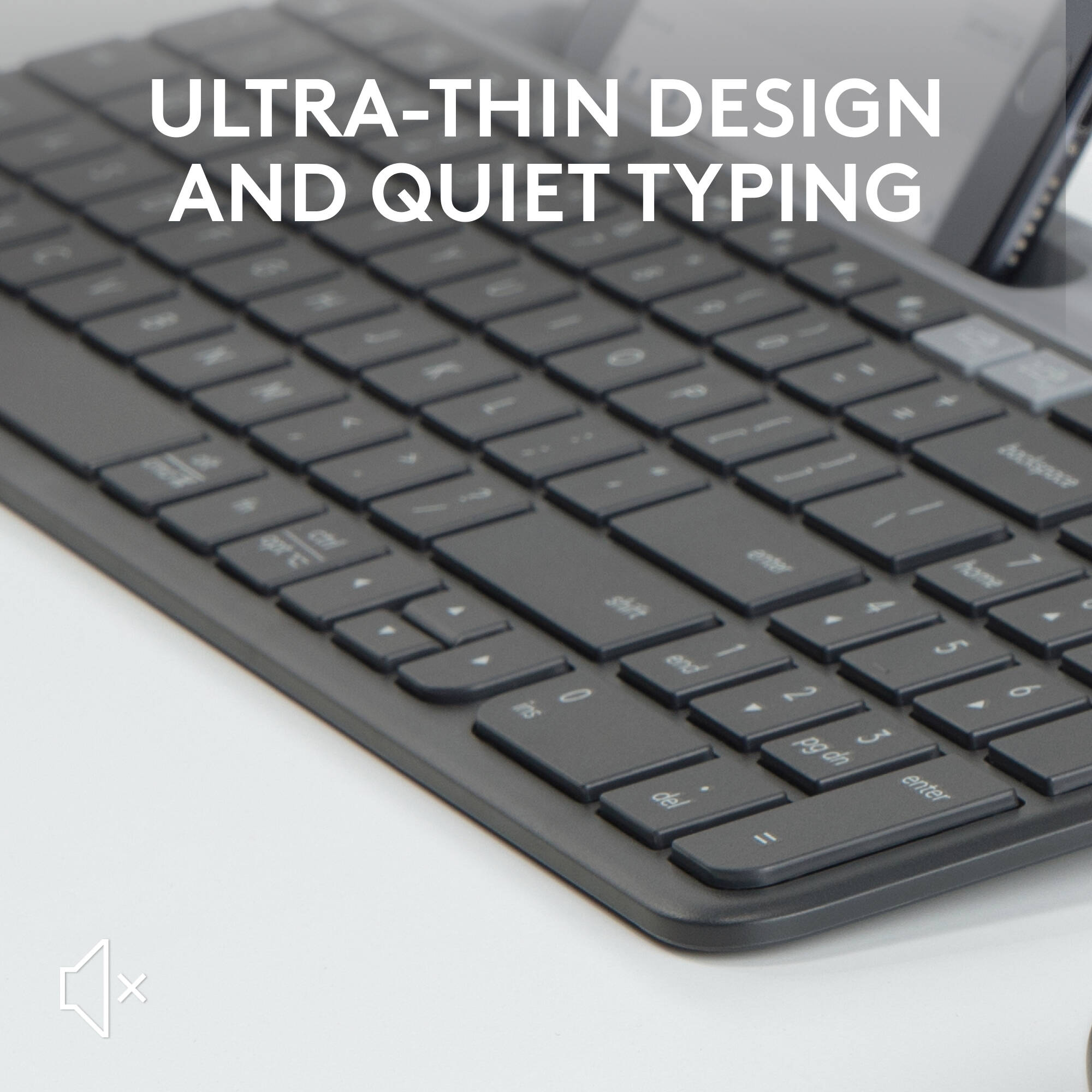 Logitech K585 Slim wireless multi-device keyboard in graphite with compact low-profile design — view 9