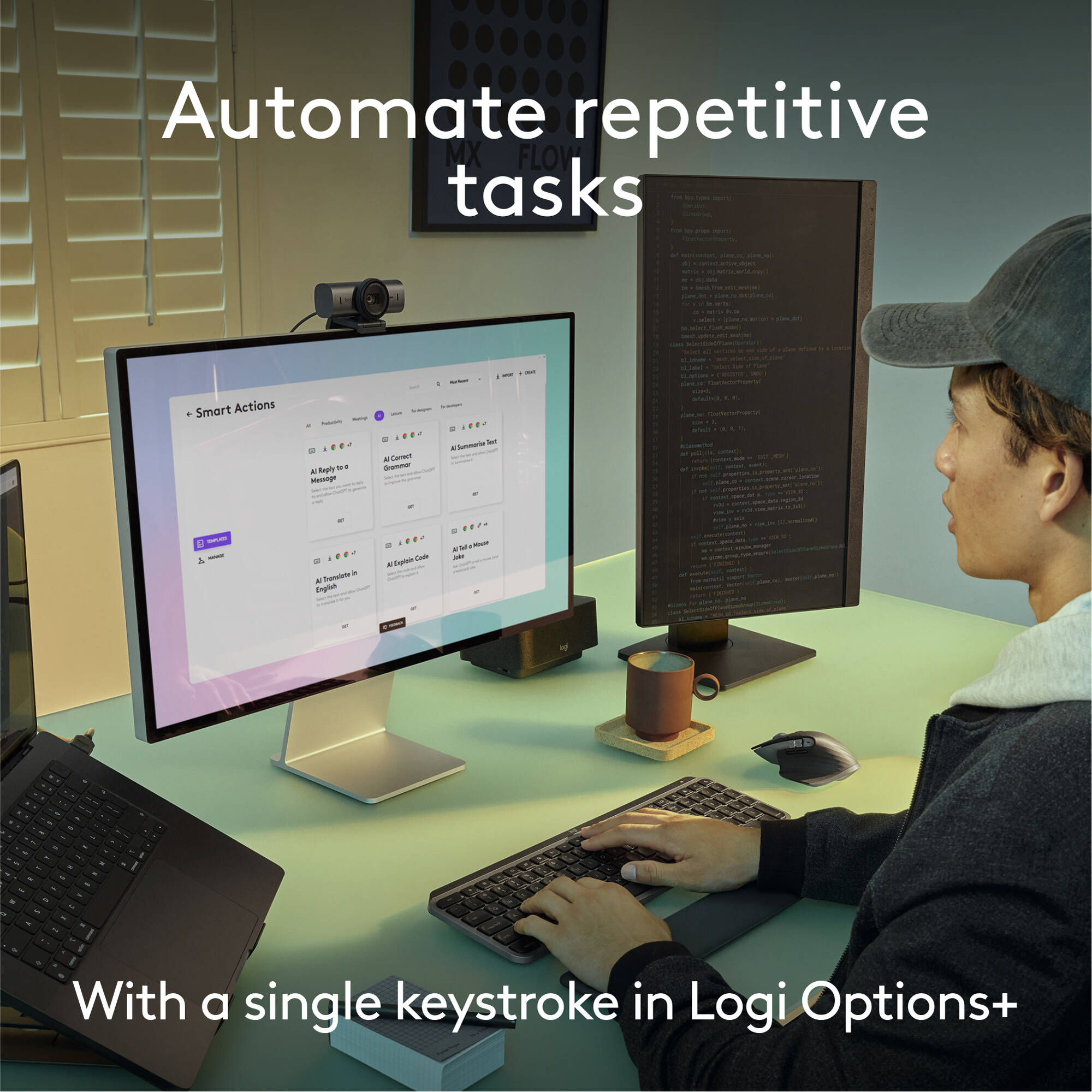 Logitech MX Keys S for Mac wireless keyboard in grey with Mac layout — view 4