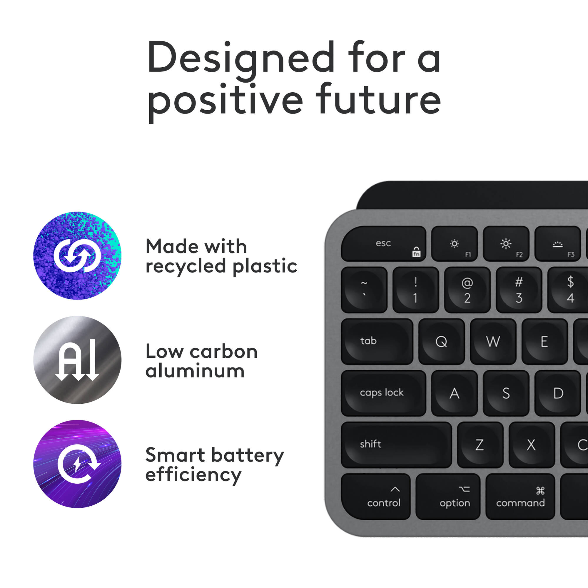 Logitech MX Keys S for Mac wireless keyboard in grey with Mac layout — view 5