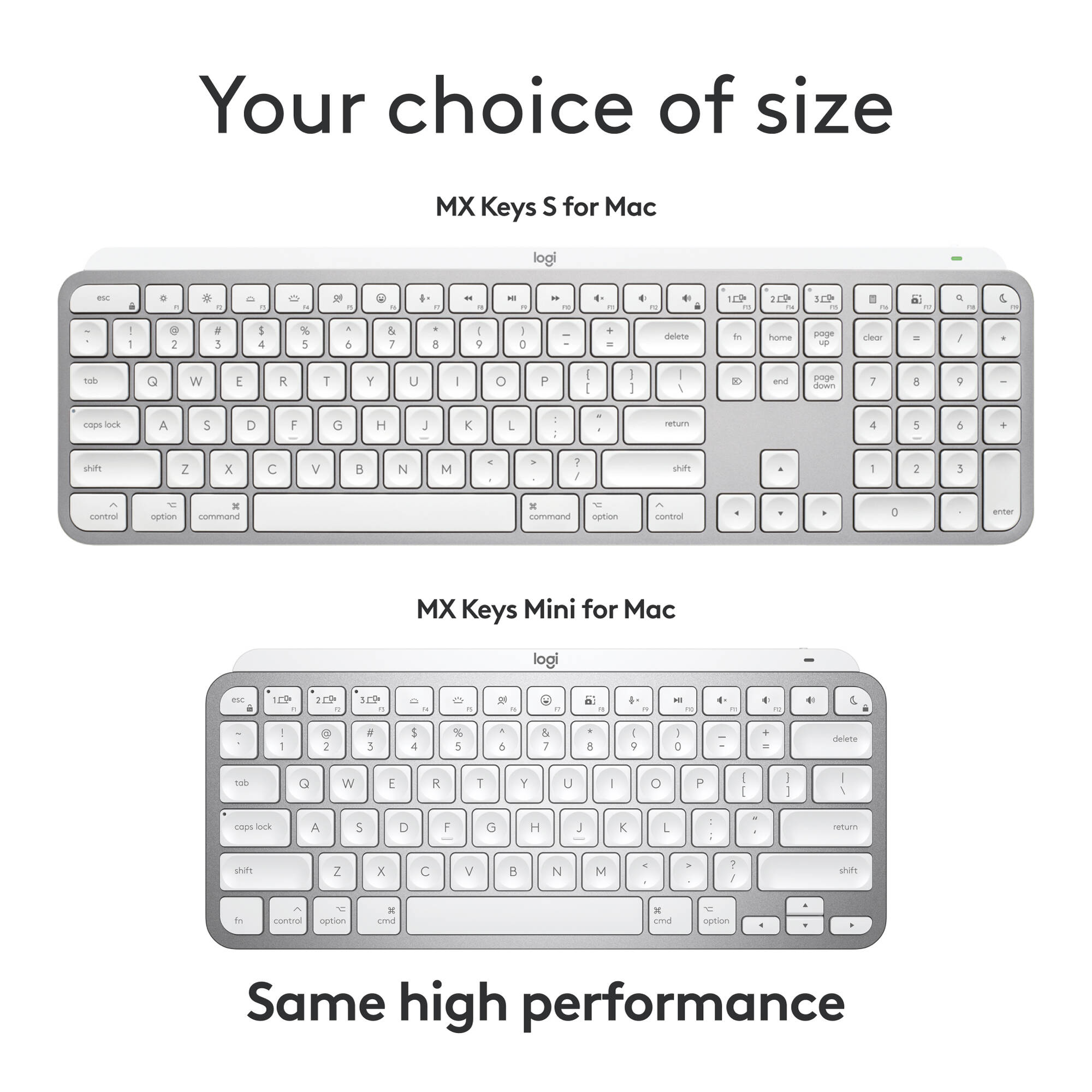 Logitech MX Keys S for Mac Pale Grey wireless low-profile keyboard — view 11