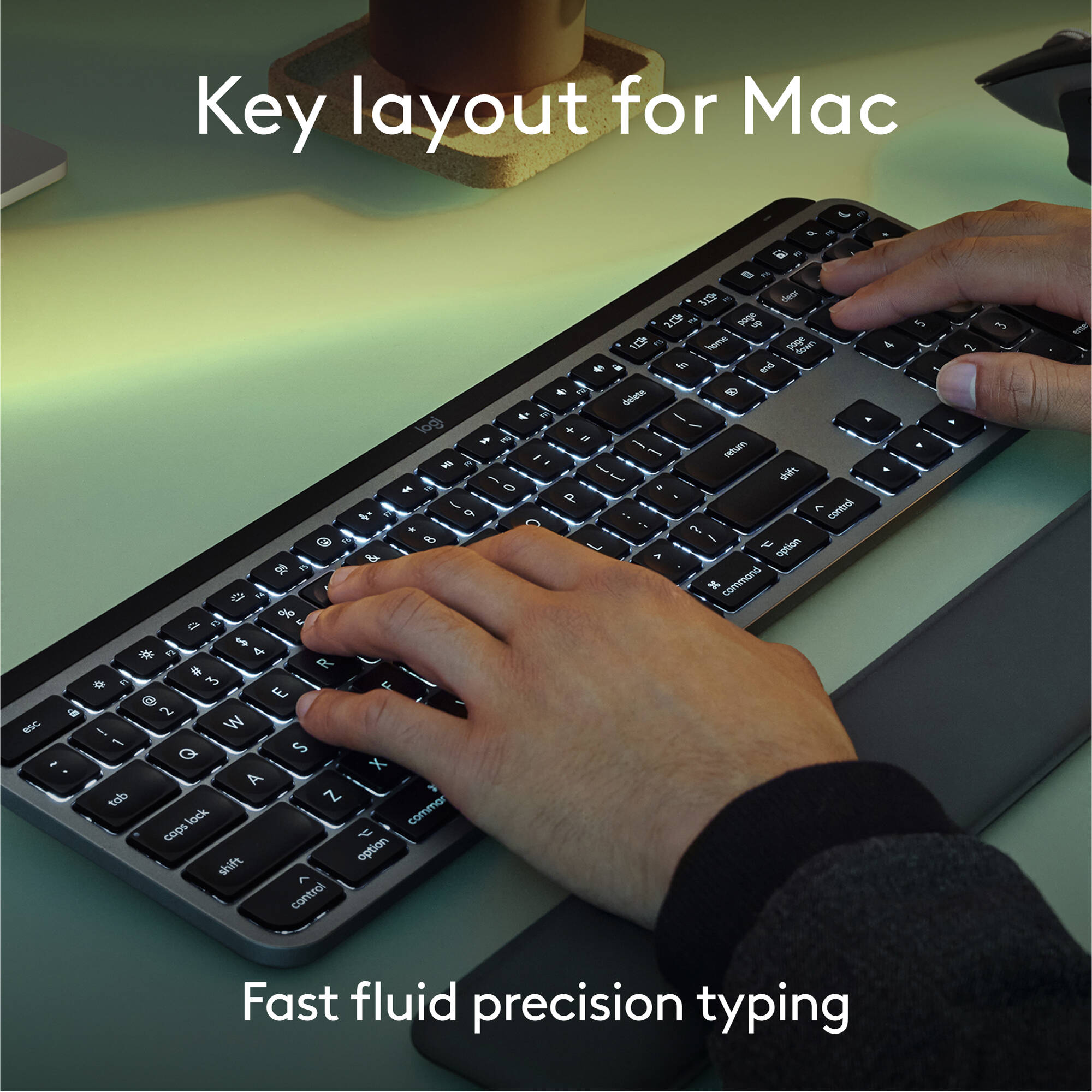 Logitech MX Keys S for Mac Pale Grey wireless low-profile keyboard — view 2