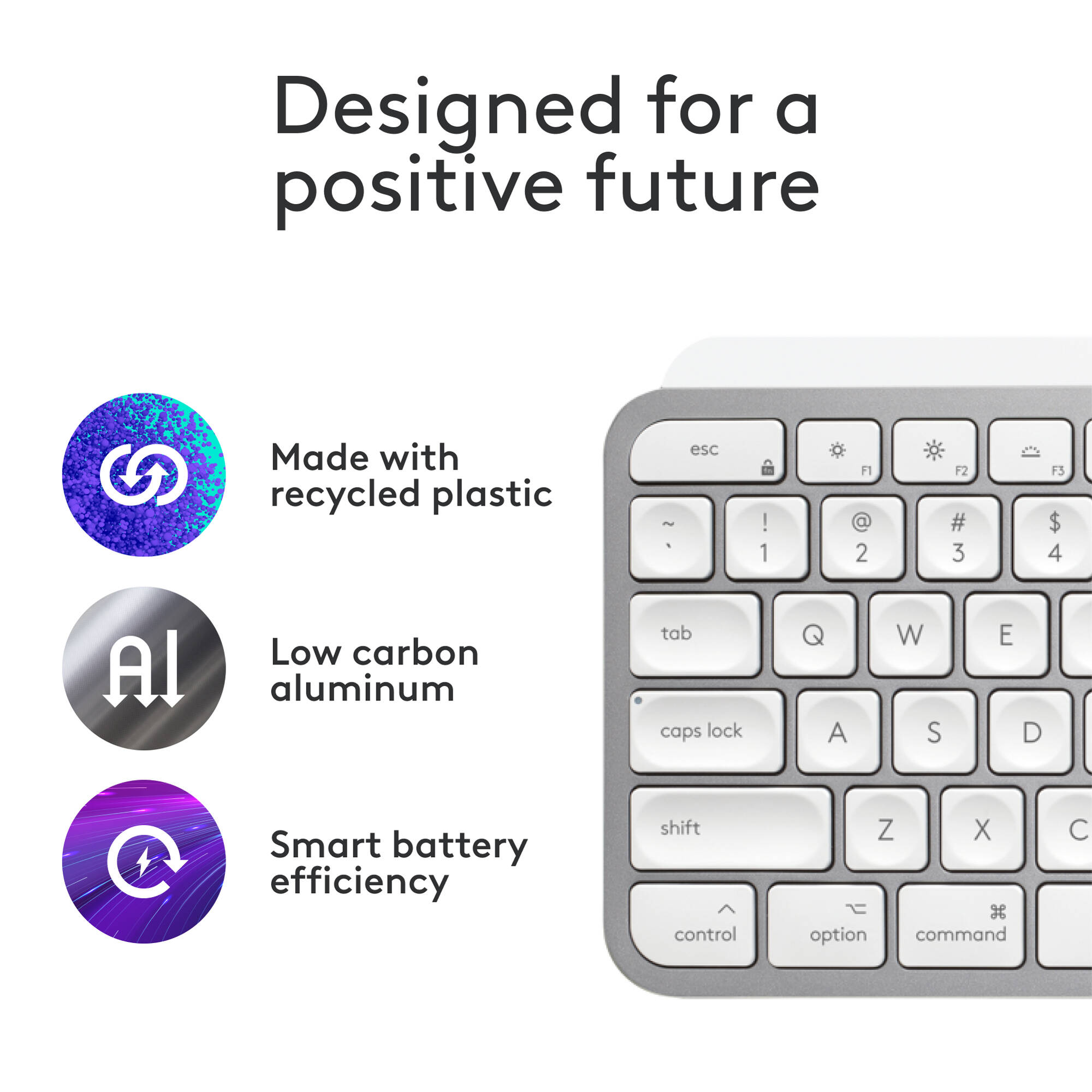 Logitech MX Keys S for Mac Pale Grey wireless low-profile keyboard — view 5