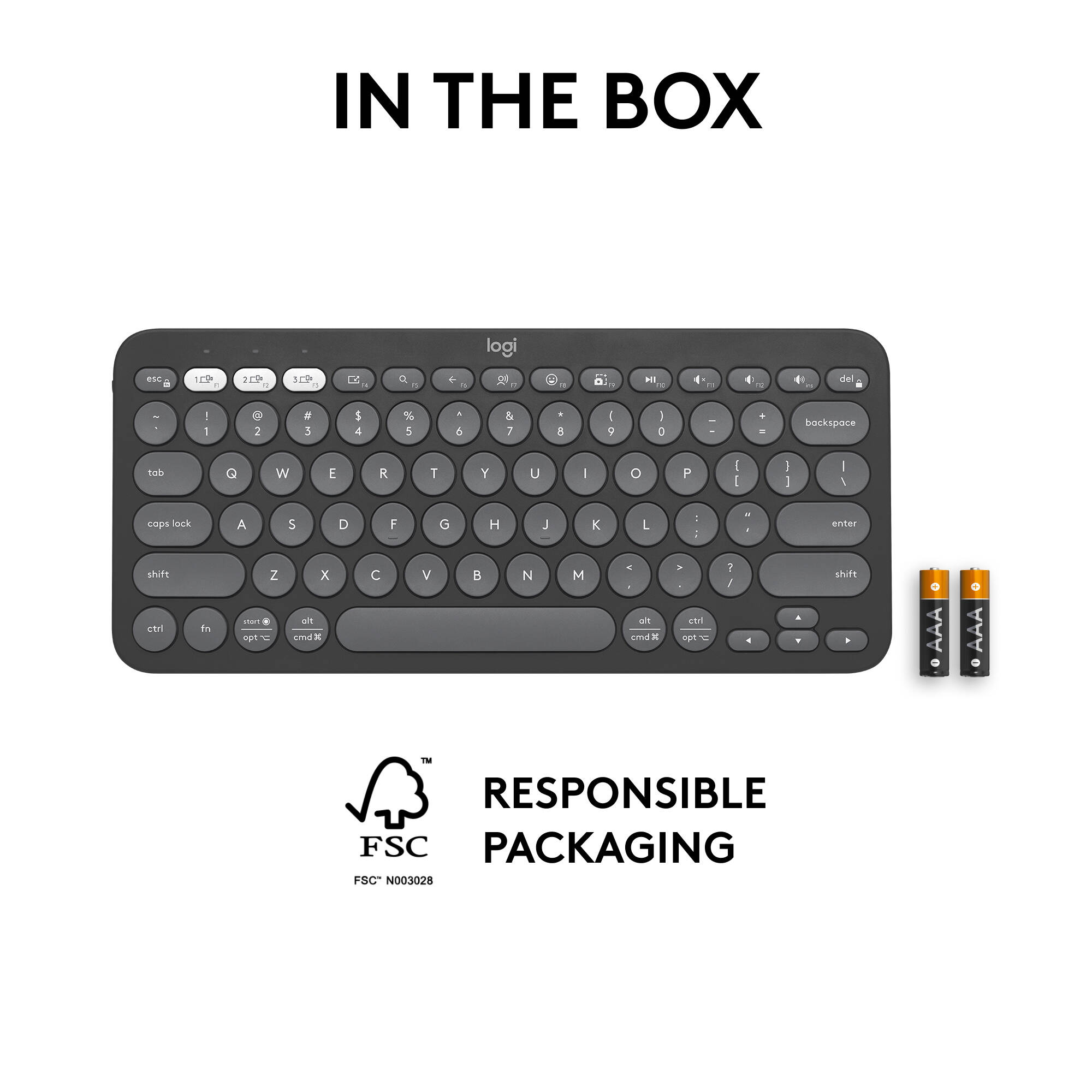 Logitech K380s Pebble Keys 2 wireless compact keyboard in Tonal Graphite — view 10