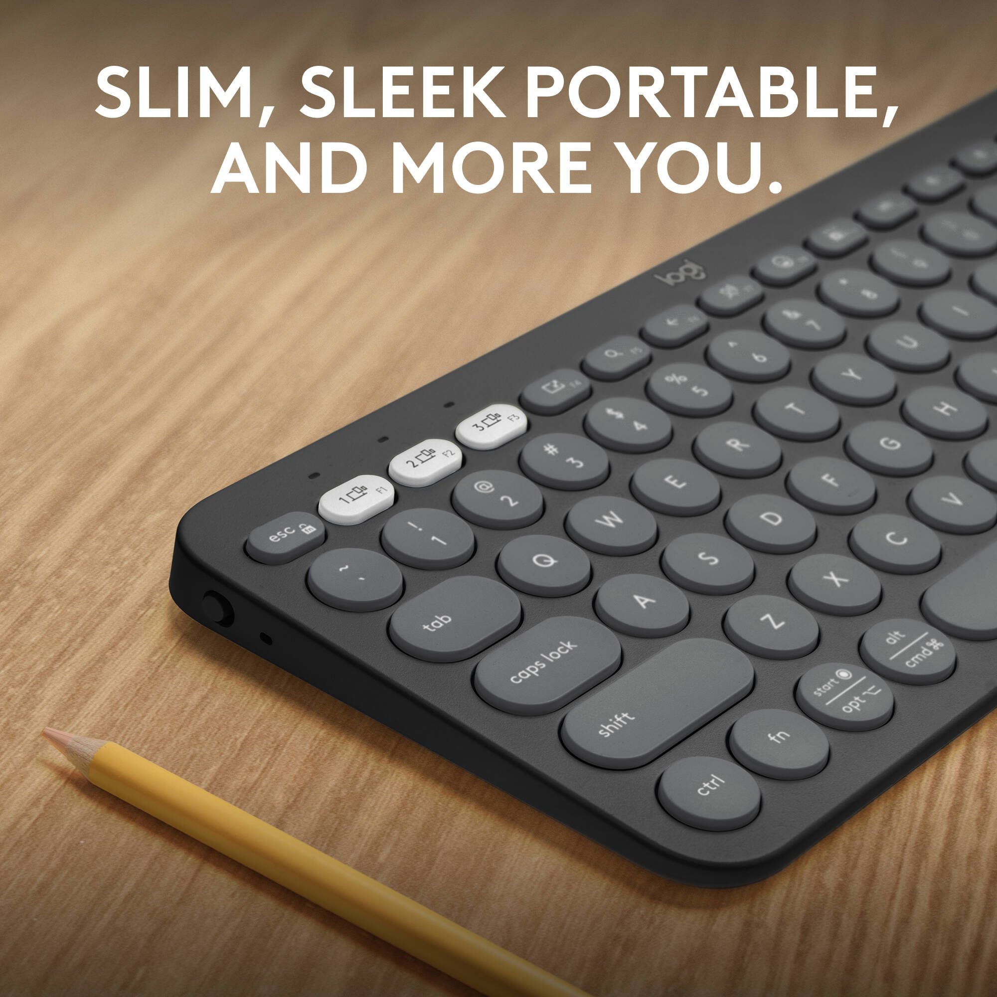 Logitech K380s Pebble Keys 2 wireless compact keyboard in Tonal Graphite — view 2