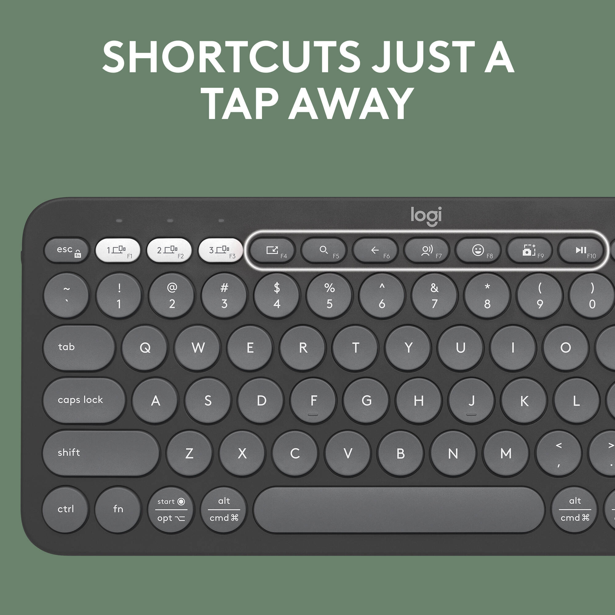 Logitech K380s Pebble Keys 2 wireless compact keyboard in Tonal Graphite — view 4