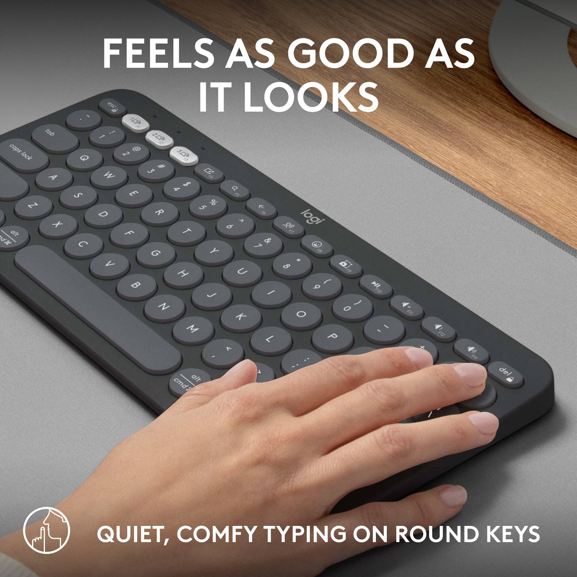 Logitech K380s Pebble Keys 2 wireless compact keyboard in Tonal Graphite — view 5