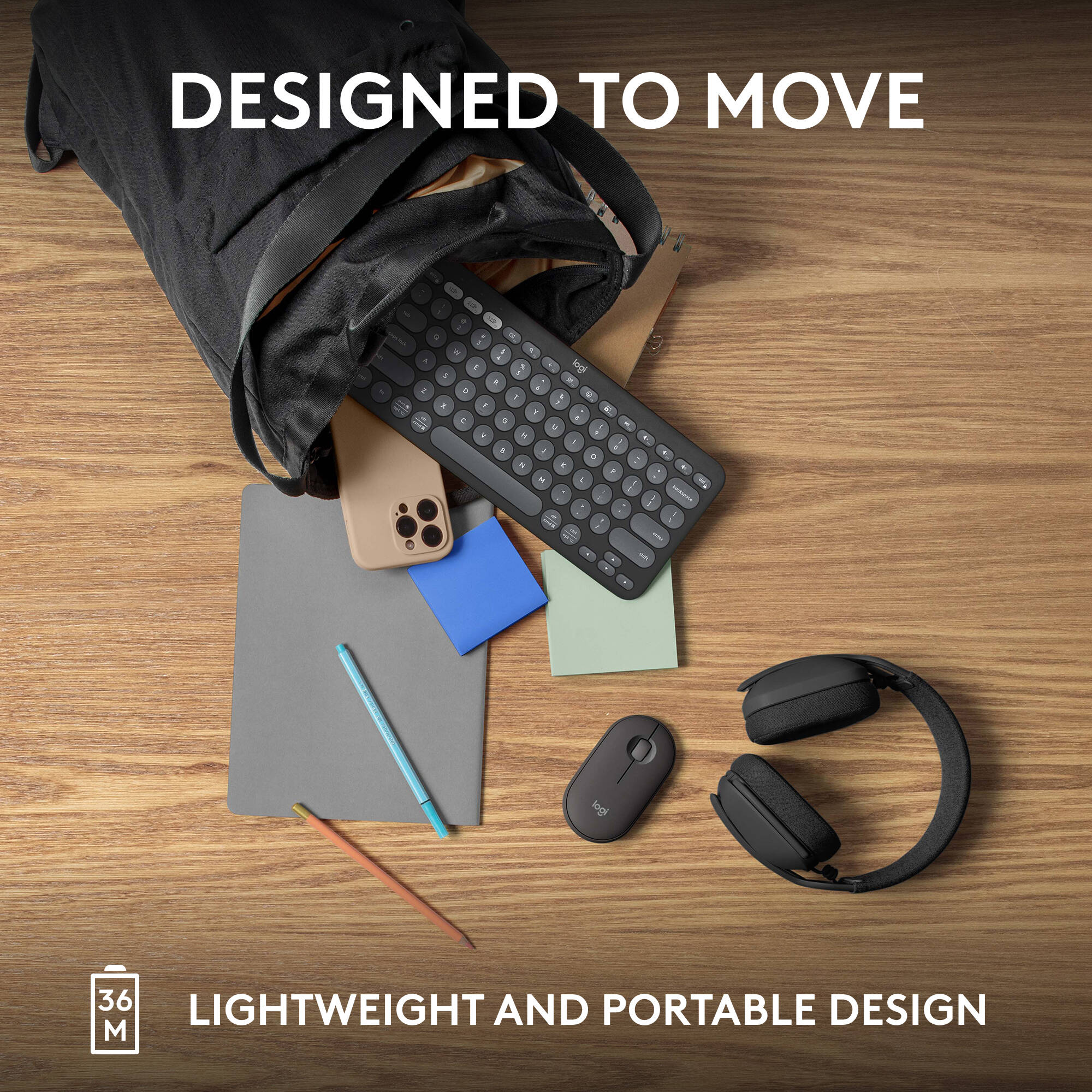 Logitech K380s Pebble Keys 2 wireless compact keyboard in Tonal Graphite — view 8