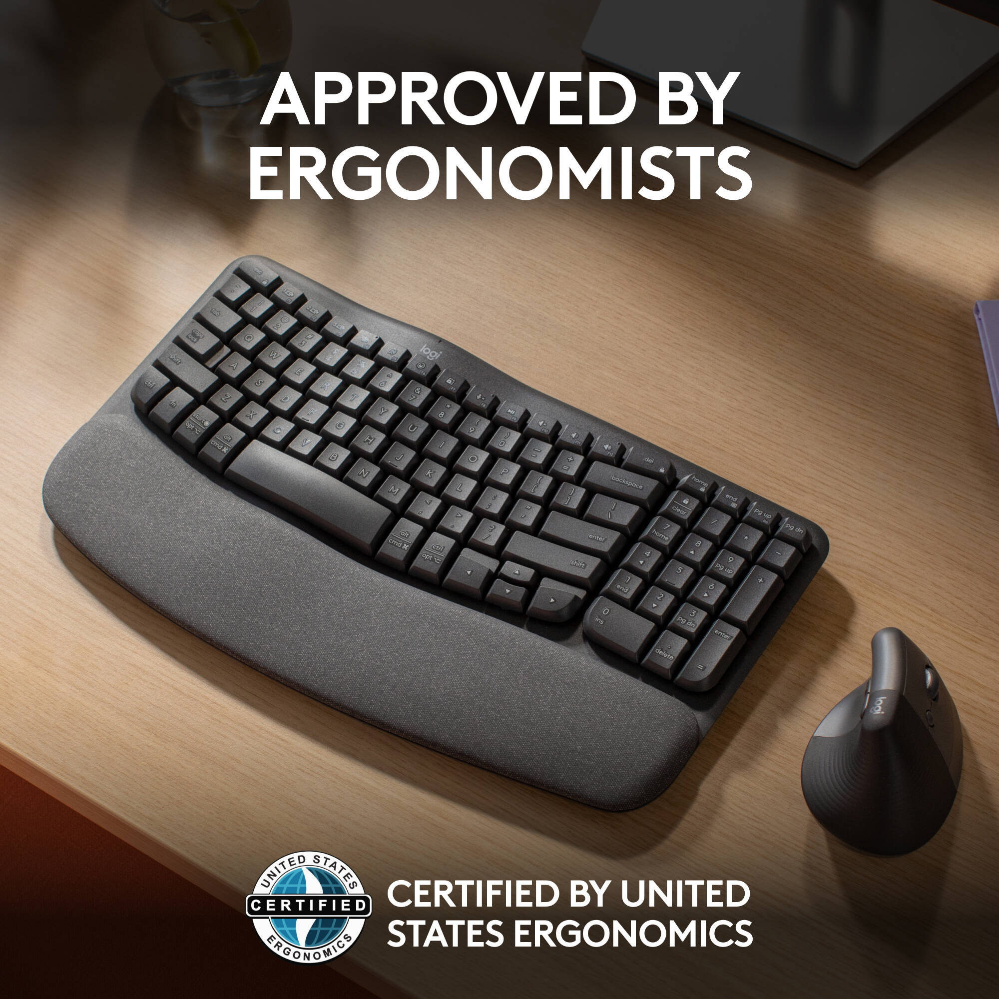 Logitech Wireless Wave Keys Keyboard in graphite, ergonomic wireless keyboard — view 5