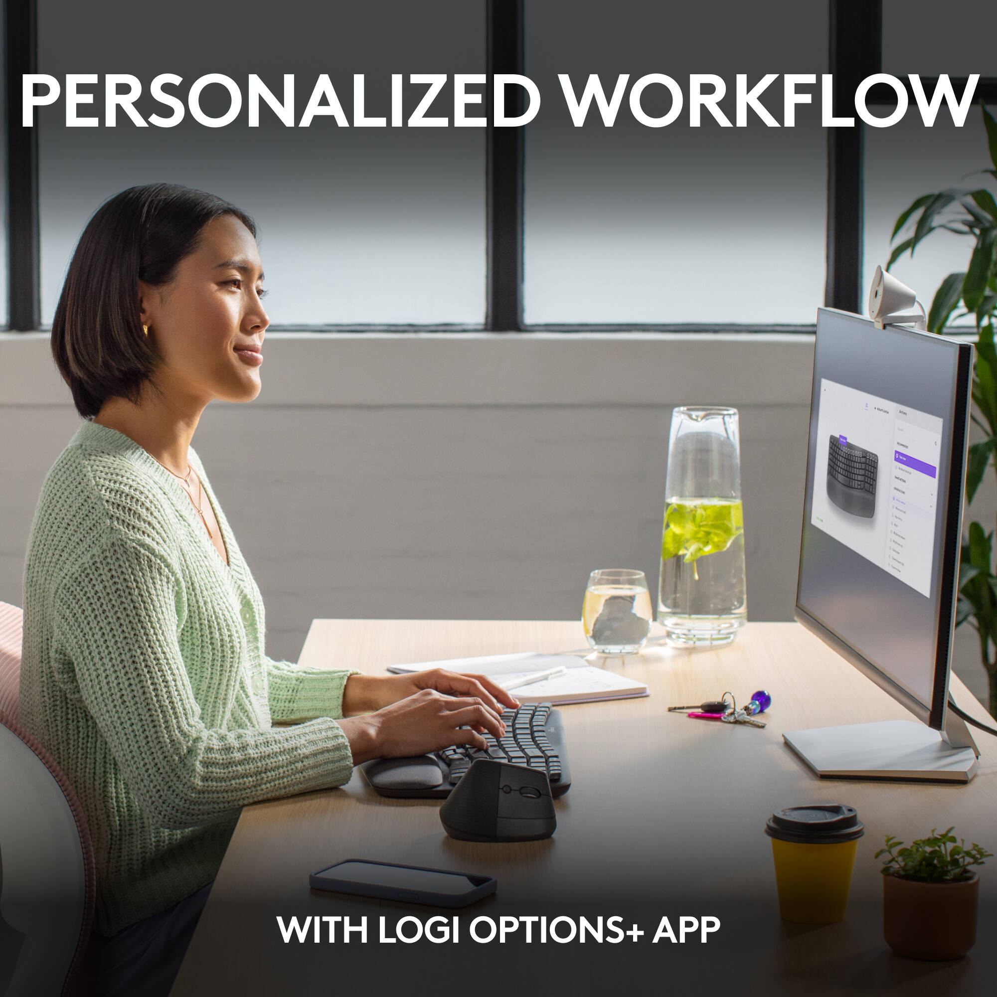 Logitech Wireless Wave Keys Keyboard in graphite, ergonomic wireless keyboard — view 7