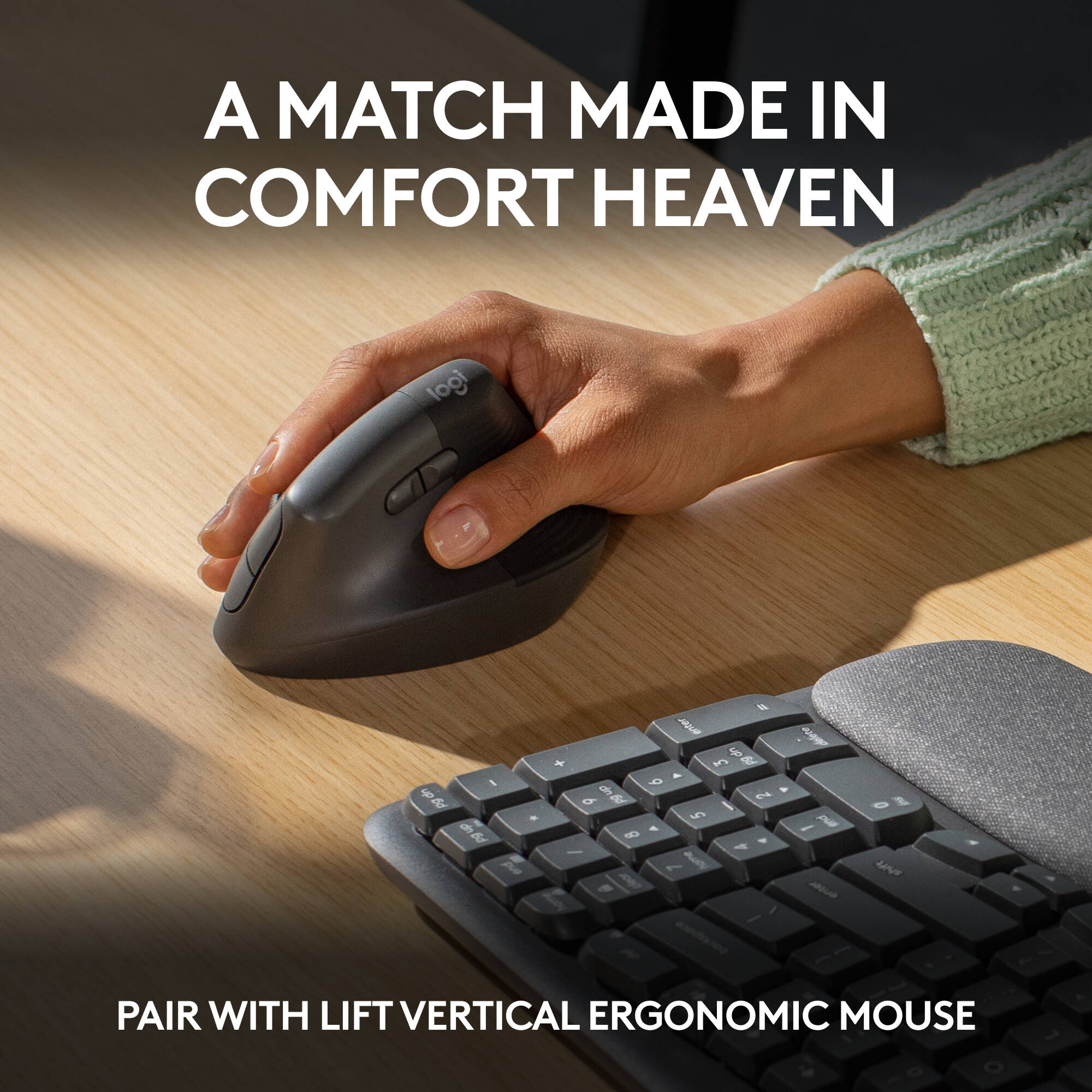 Logitech Wireless Wave Keys Keyboard in graphite, ergonomic wireless keyboard — view 8