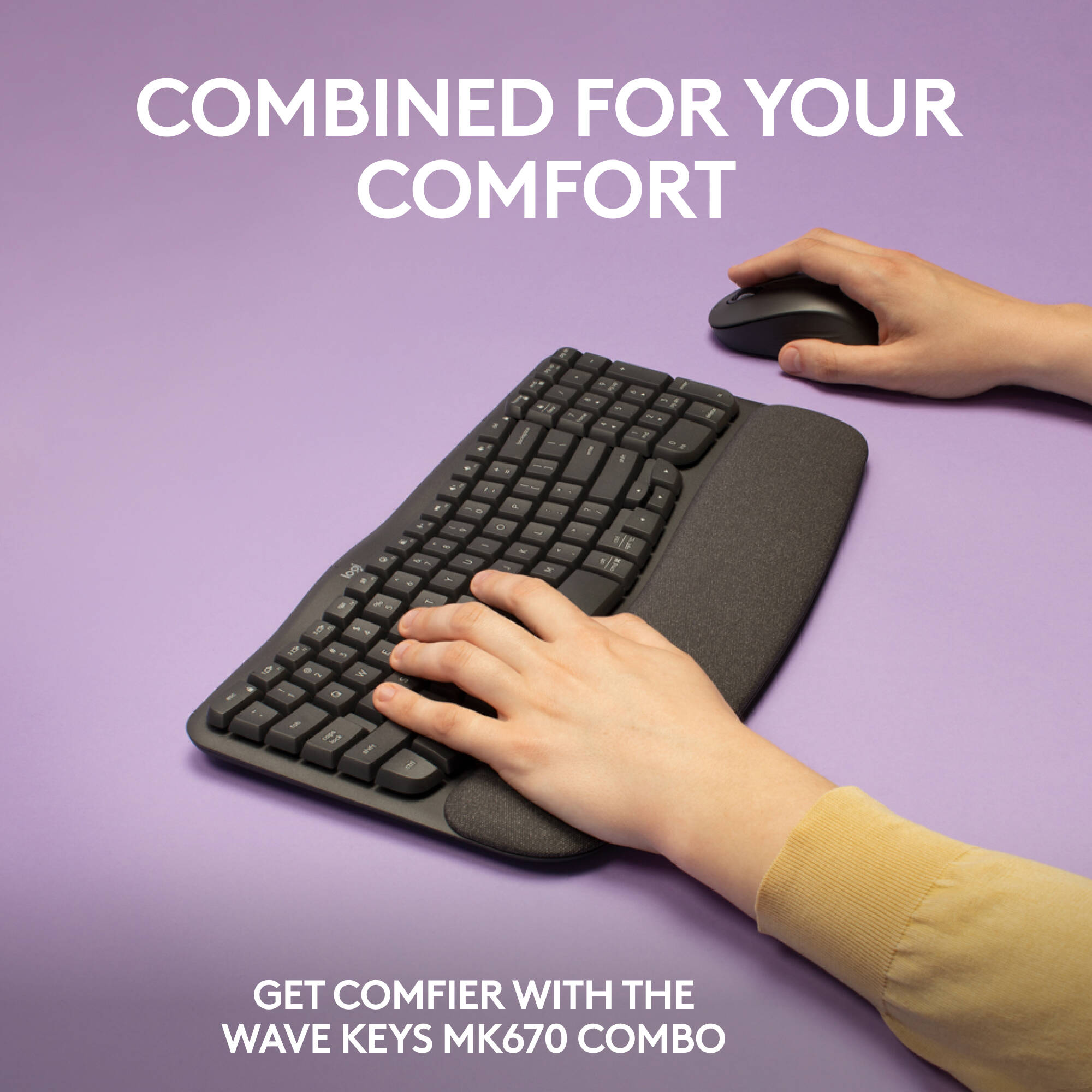 Logitech MK670 Wireless Wave Keys Combo in Graphite with wireless keyboard and mouse — view 2