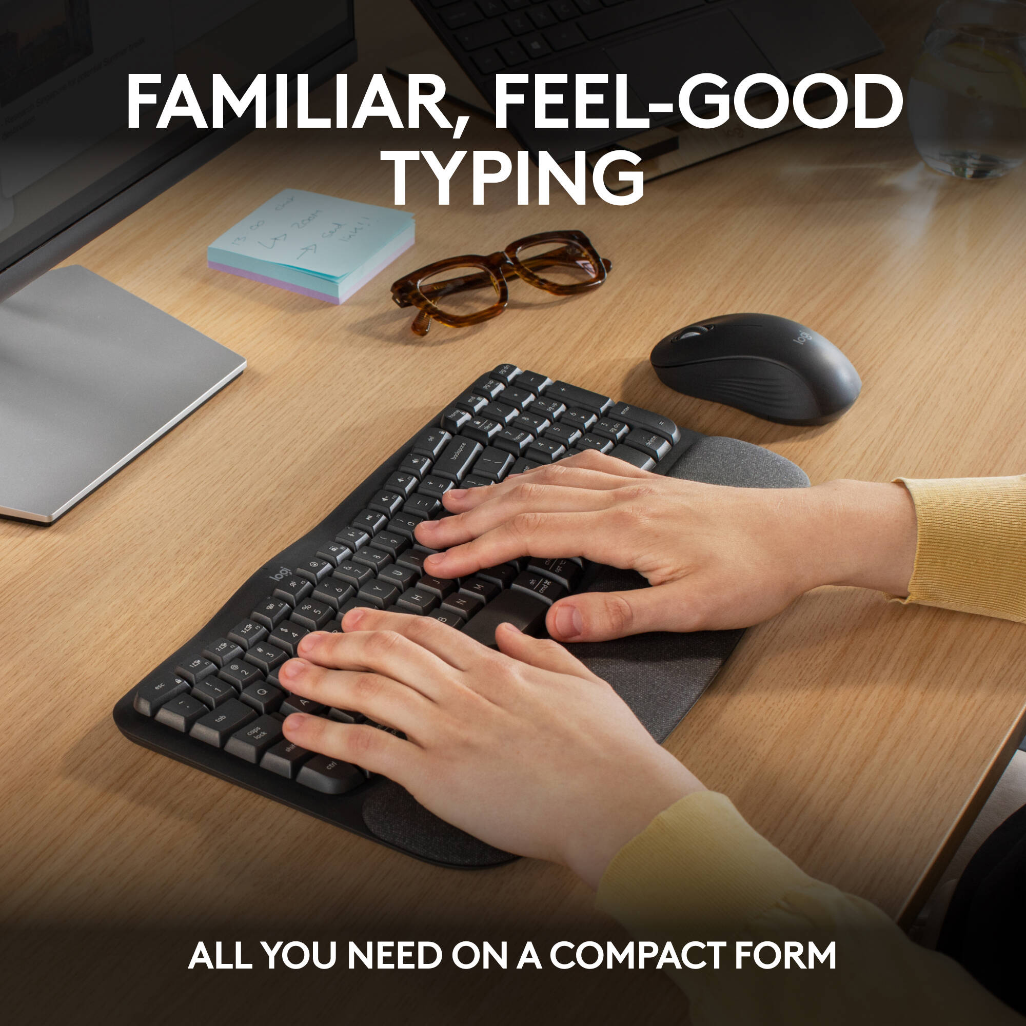 Logitech MK670 Wireless Wave Keys Combo in Graphite with wireless keyboard and mouse — view 3