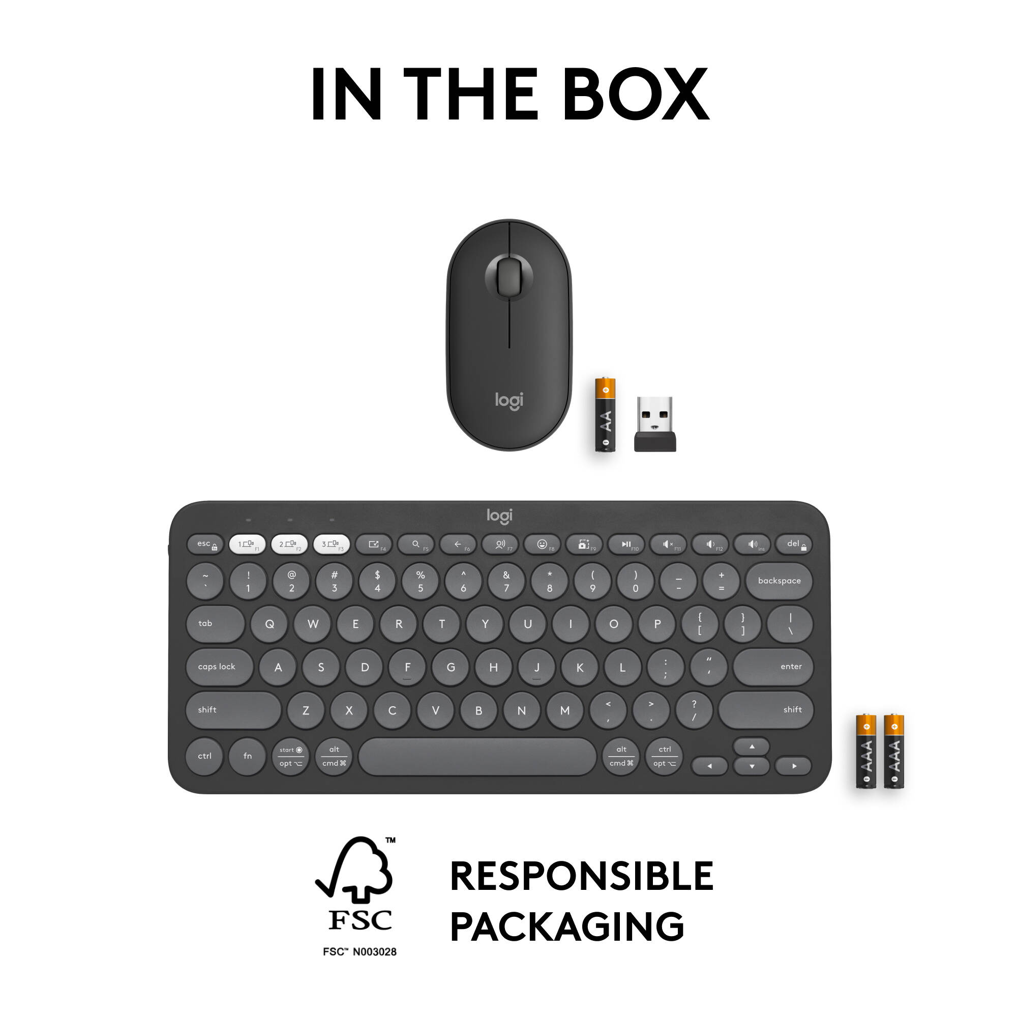 Logitech Pebble 2 wireless keyboard and mouse combo in graphite — view 10