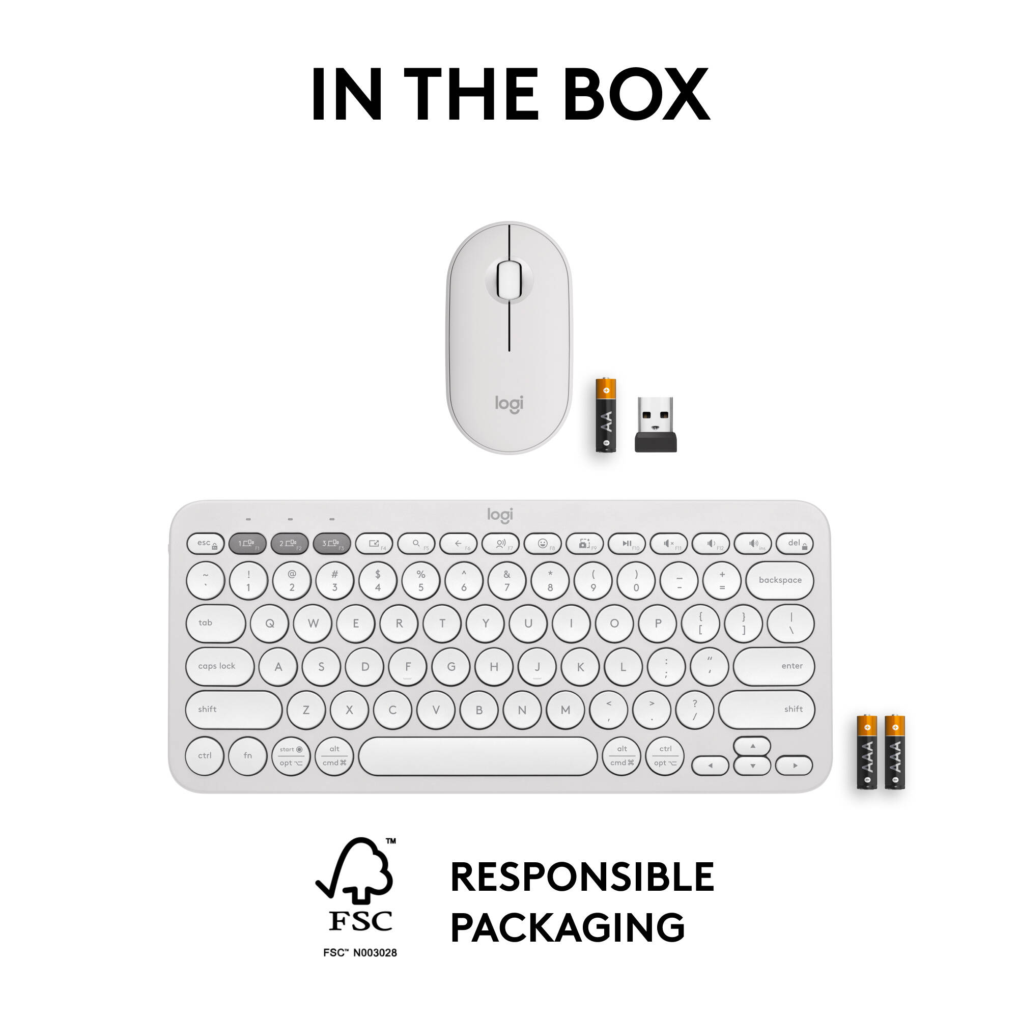 Logitech Pebble 2 Wireless Combo in White with compact keyboard and matching mouse — view 10