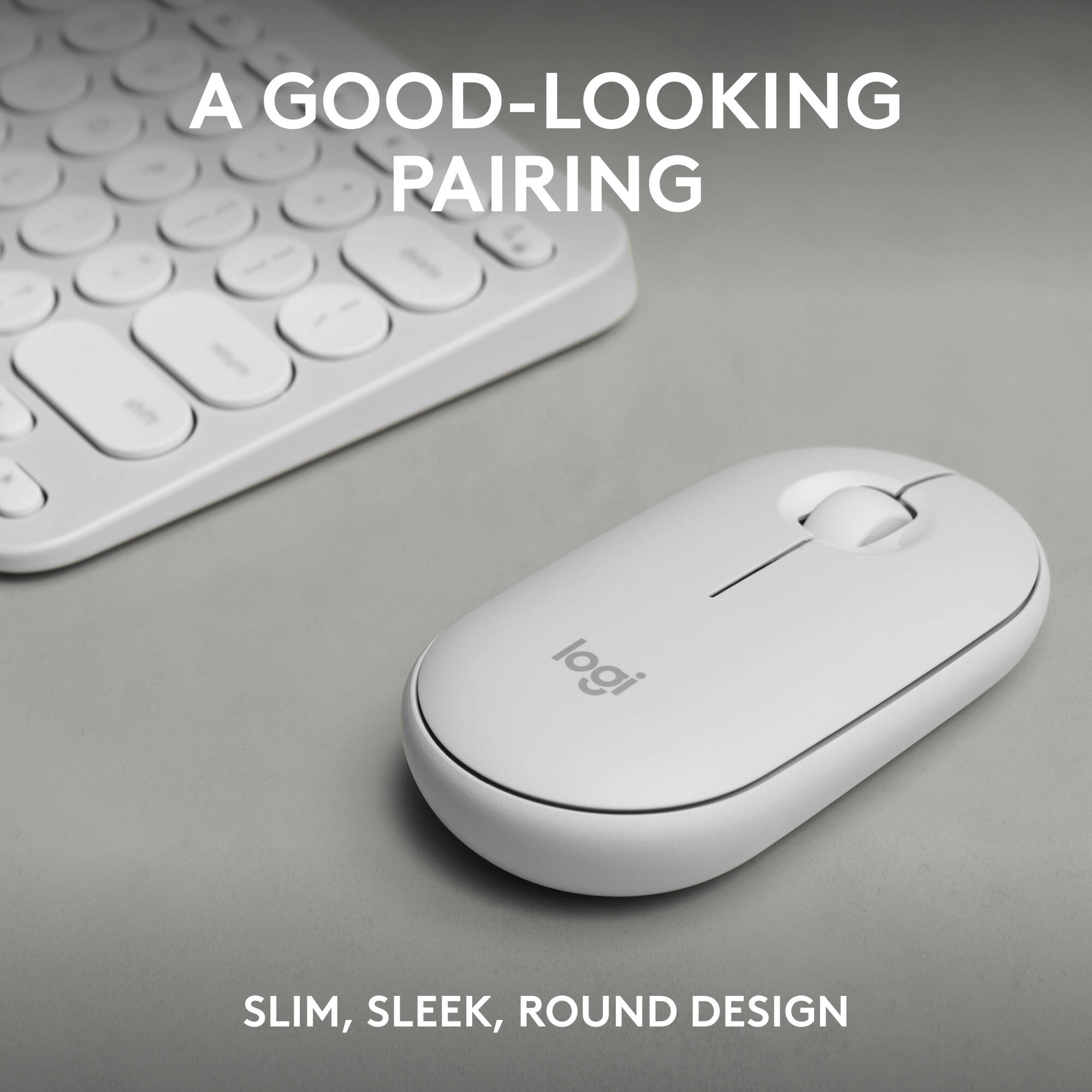 Logitech Pebble 2 Wireless Combo in White with compact keyboard and matching mouse — view 2