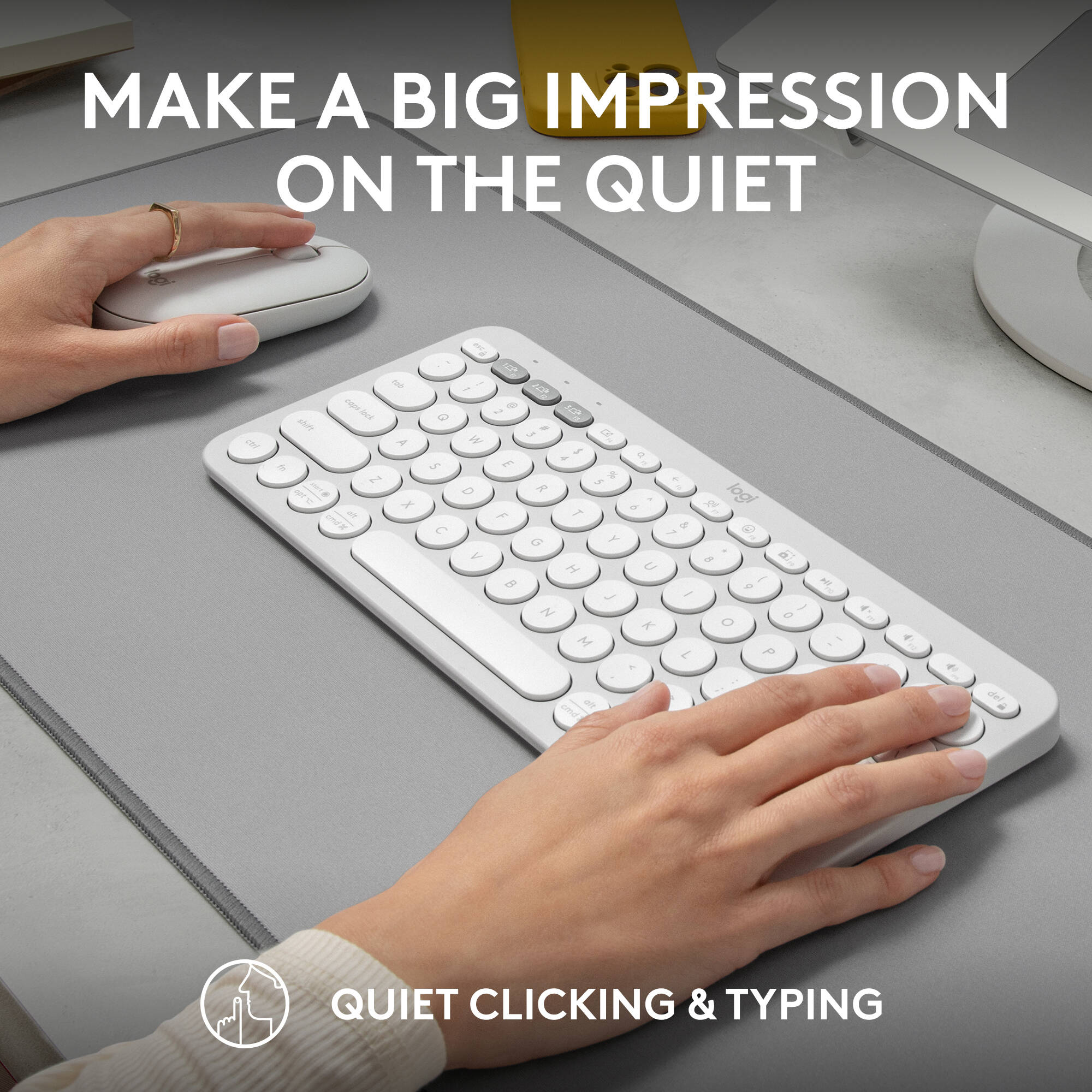 Logitech Pebble 2 Wireless Combo in White with compact keyboard and matching mouse — view 8