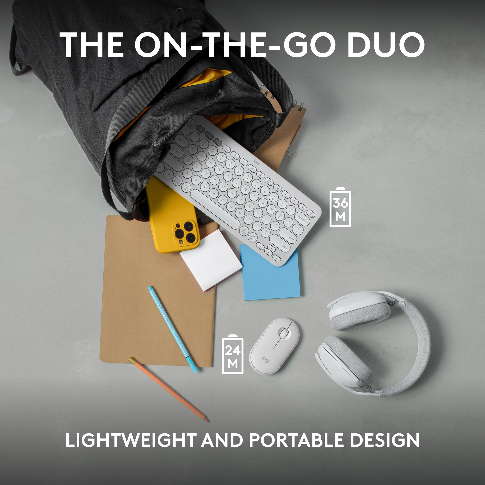 Logitech Pebble 2 Wireless Combo in White with compact keyboard and matching mouse — view 9