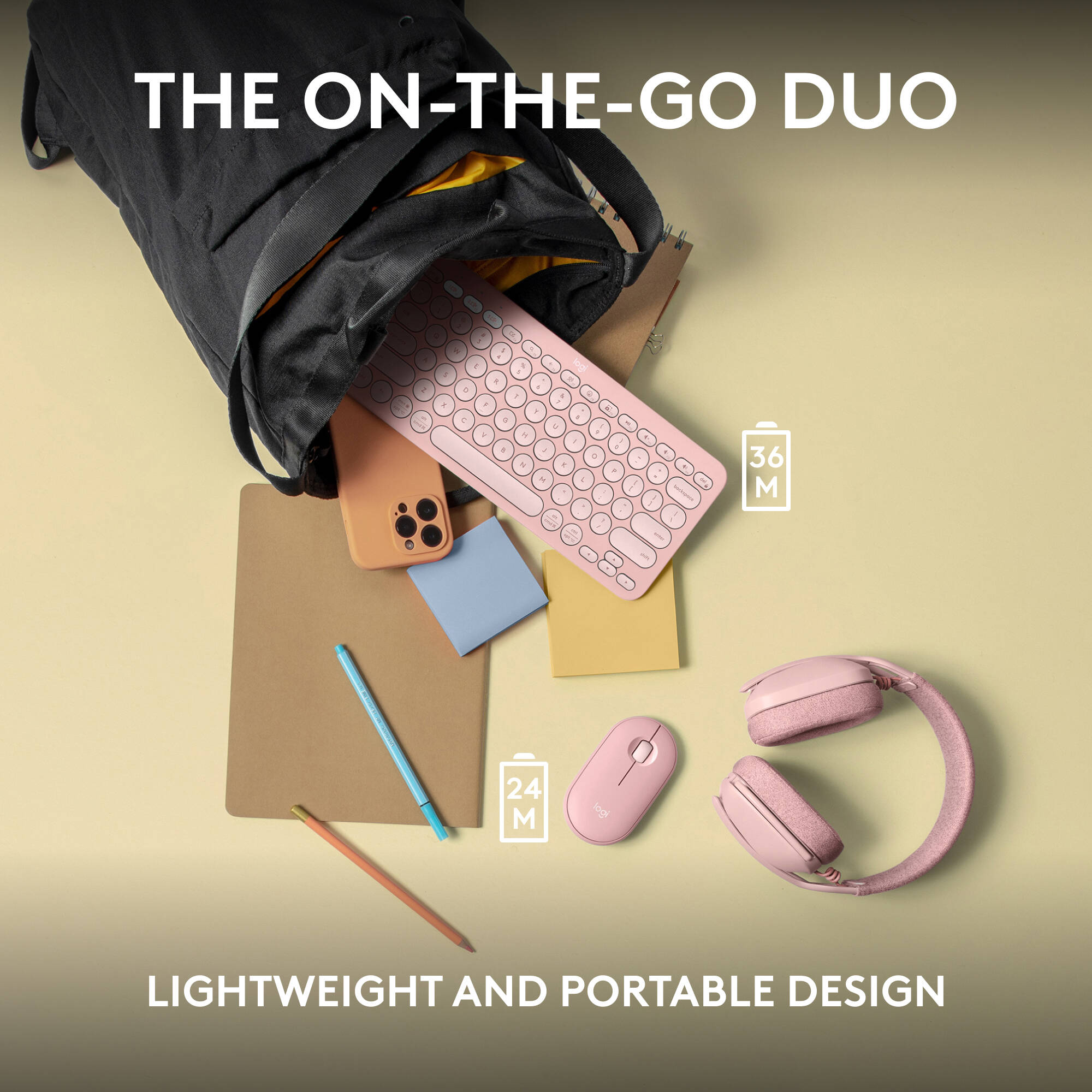 Logitech Pebble 2 Wireless Combo in Rose with compact keyboard and matching mouse — view 9